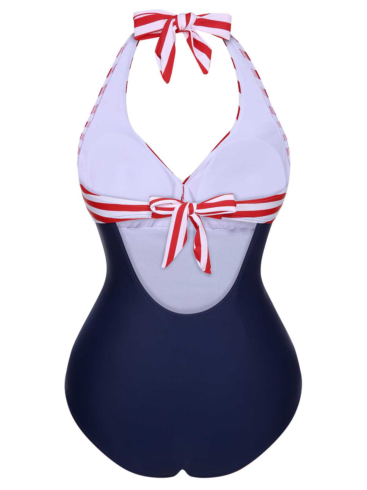 1950er Halter Gestreifter Einteiliger Badeanzug - Image 4