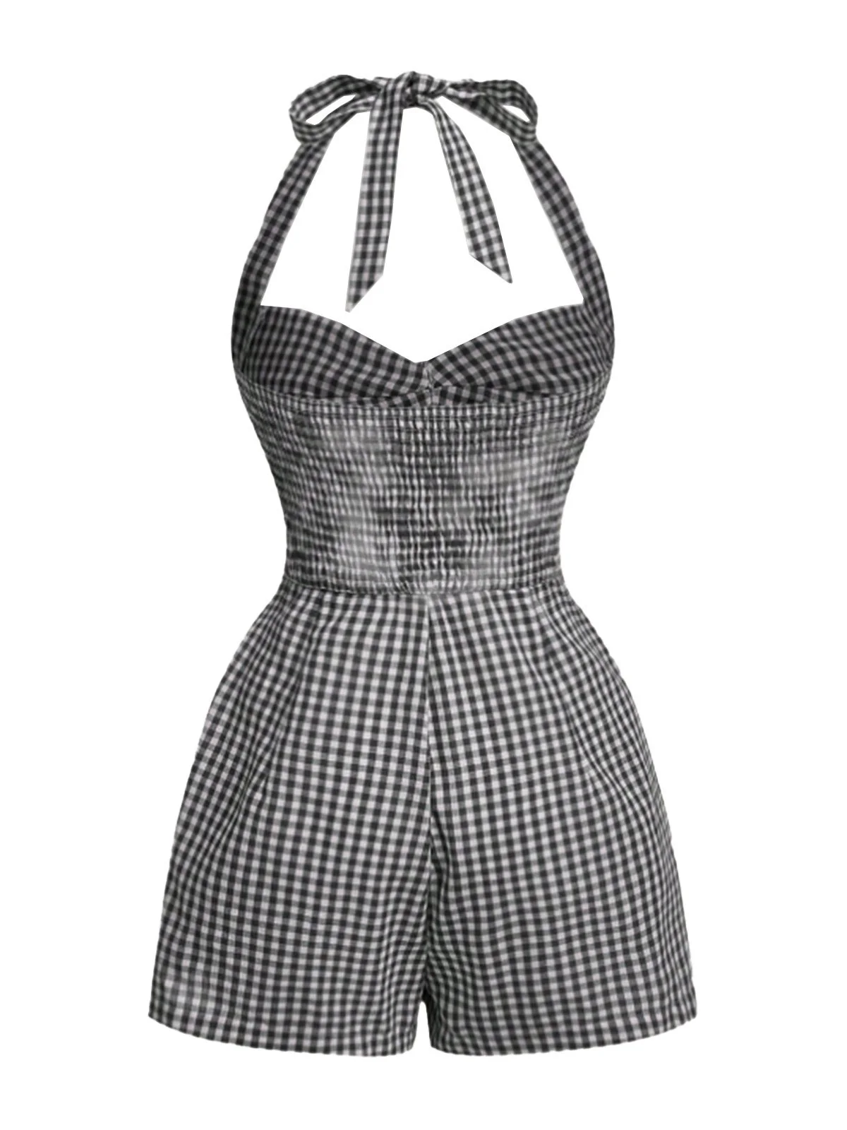 [Vorverkauf] 1950er Halter Gingham Plaids Bogen Romper - Image 10