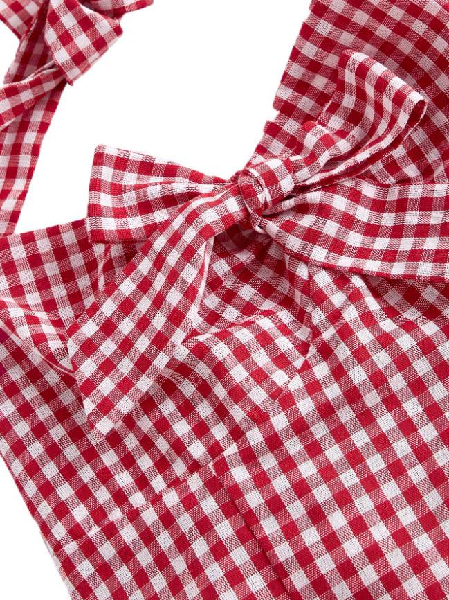 [Vorverkauf] 1950er Halter Gingham Plaids Bogen Romper - Image 4