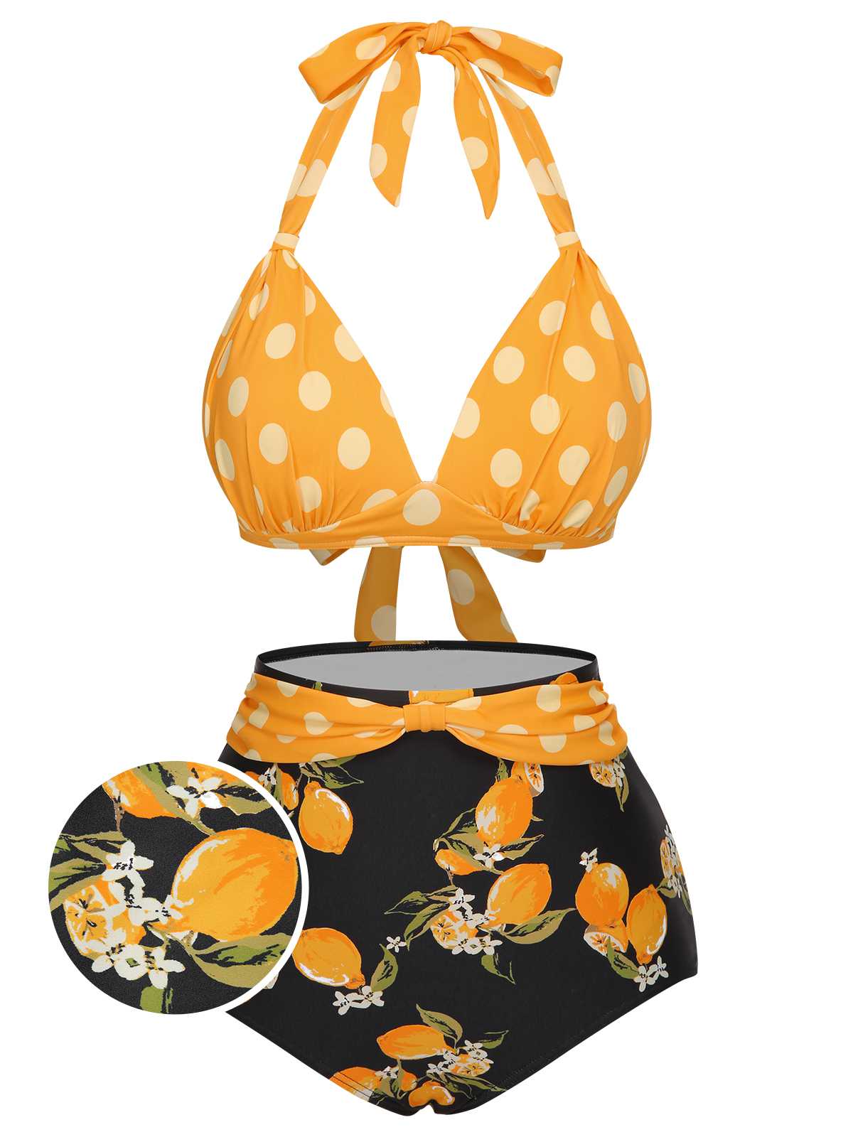 1950er Halter Kontrast Polka Dots Badeanzug - Image 15