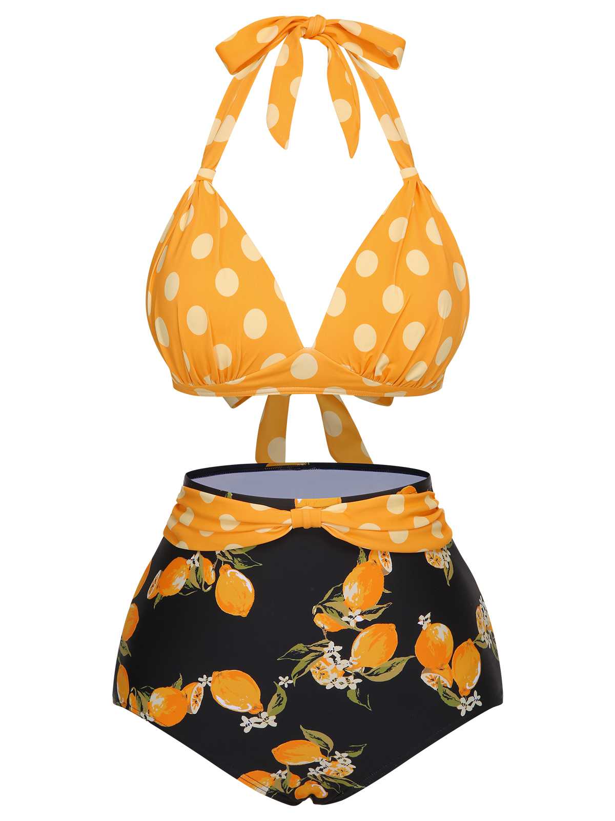 1950er Halter Kontrast Polka Dots Badeanzug - Image 16