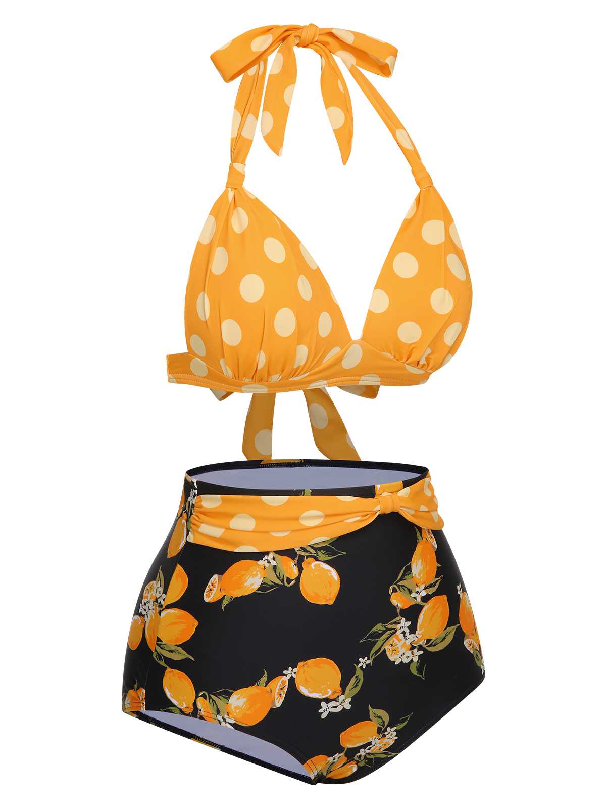 1950er Halter Kontrast Polka Dots Badeanzug - Image 17