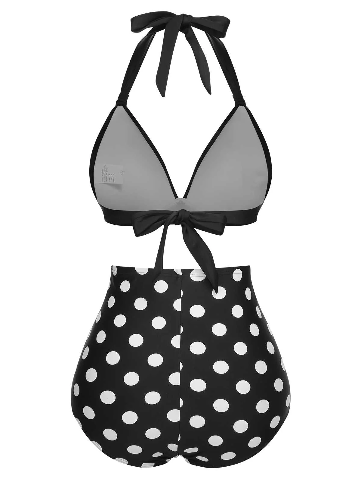 1950er Halter Kontrast Polka Dots Badeanzug - Image 4