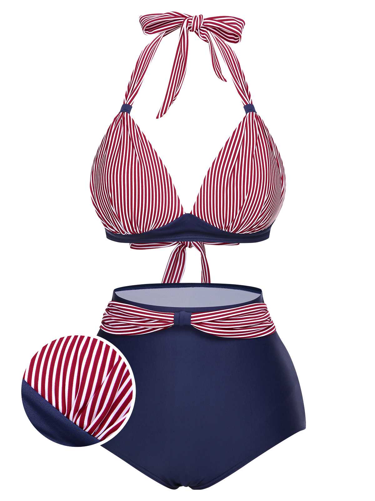 1950er Halter Kontrast Polka Dots Badeanzug - Image 8