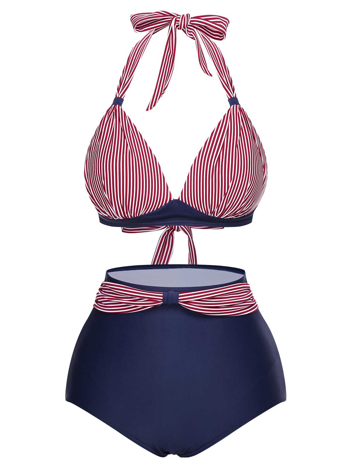 1950er Halter Kontrast Polka Dots Badeanzug - Image 9