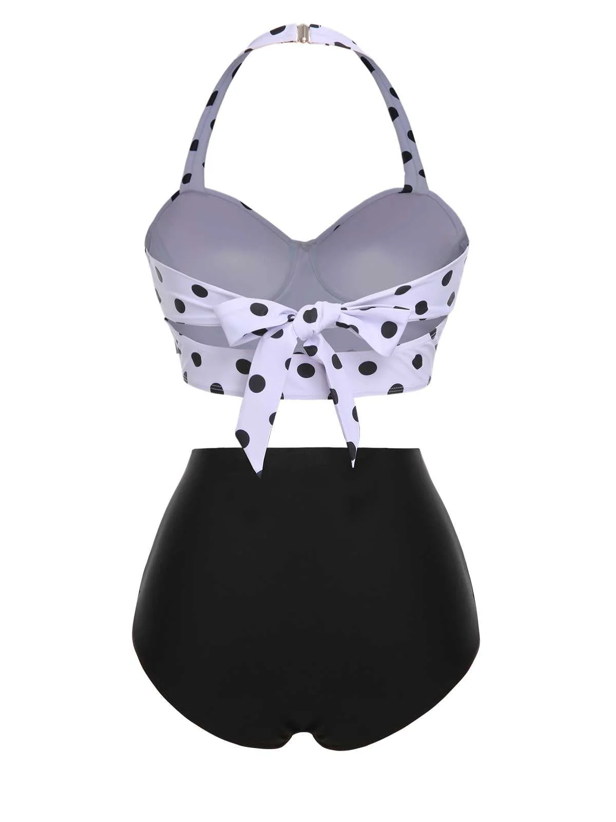 1950er Halter Kontrast Polka Dots Badeanzug - Image 4