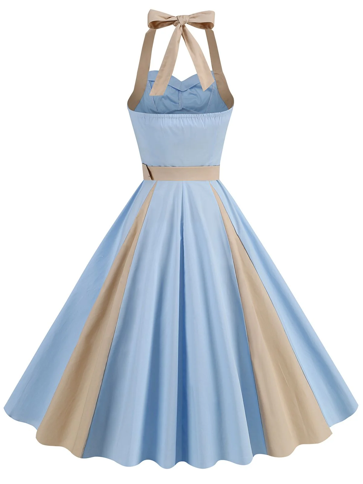 1950er Halter Solide Farbblock Kleid mit Gürtel - Image 3