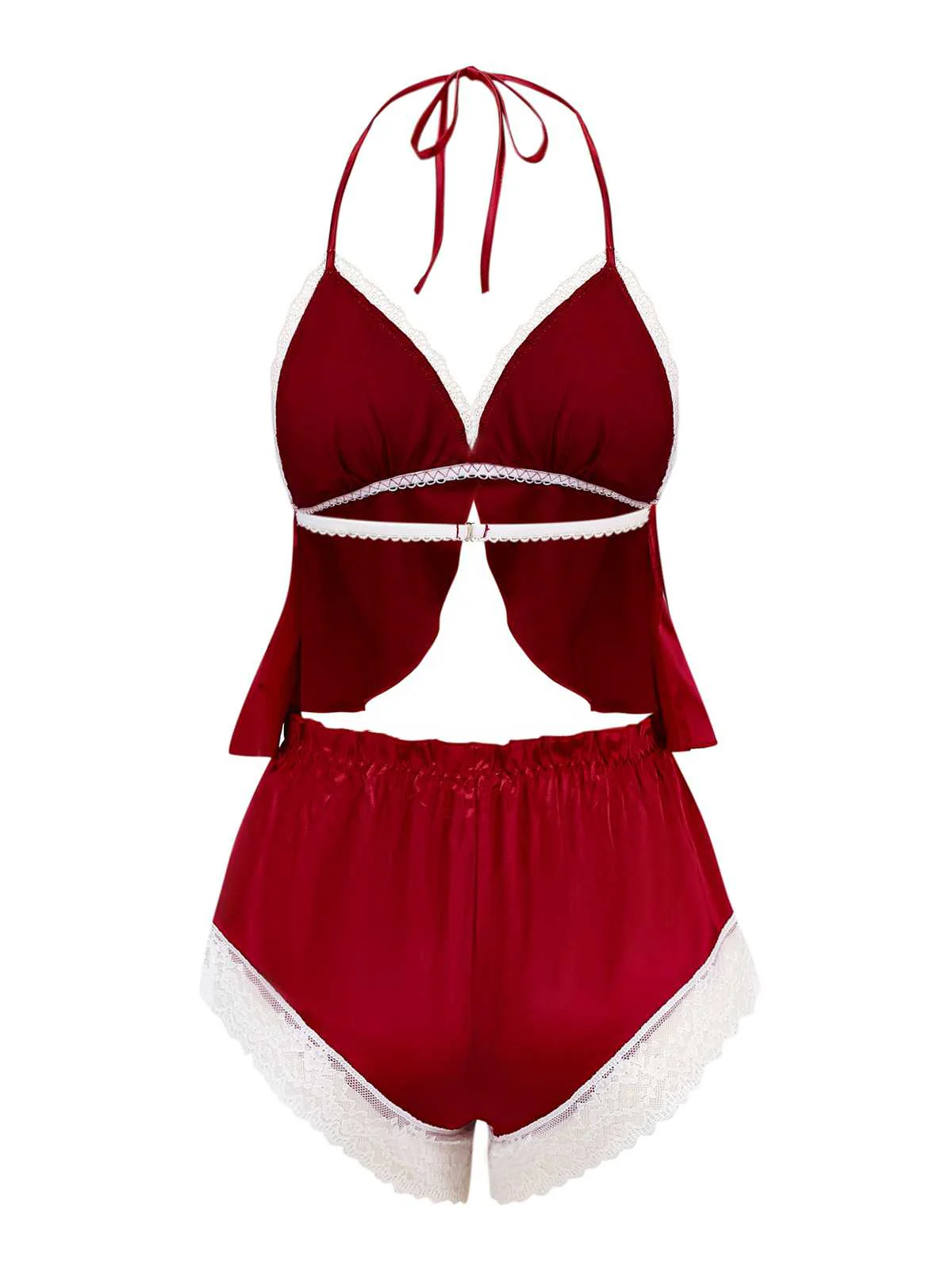 1950er Halter Spitze Satin Pyjama Set - Image 2