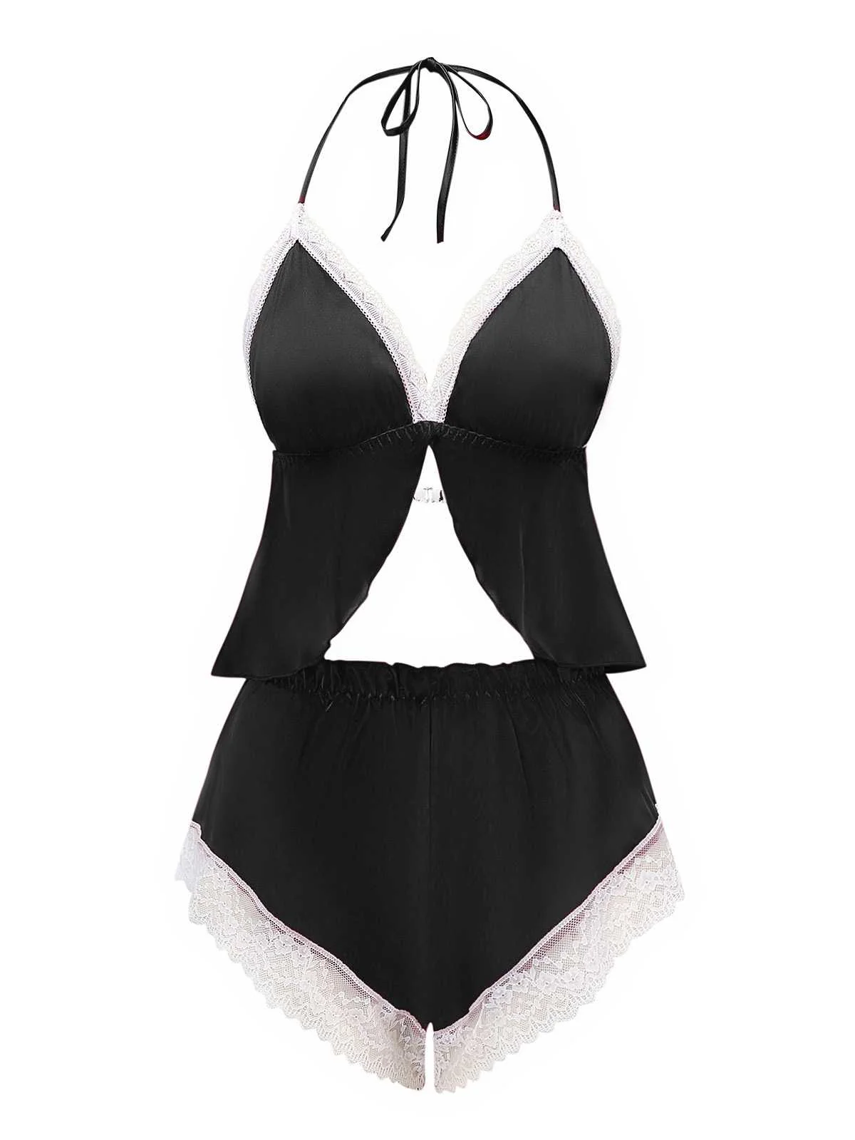 1950er Halter Spitze Satin Pyjama Set - Image 6
