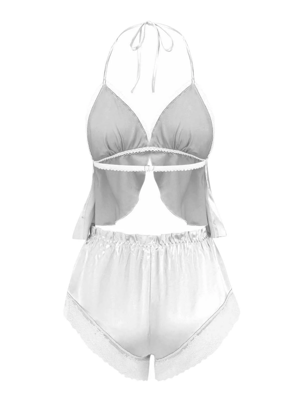 1950er Halter Spitze Satin Pyjama Set - Image 9