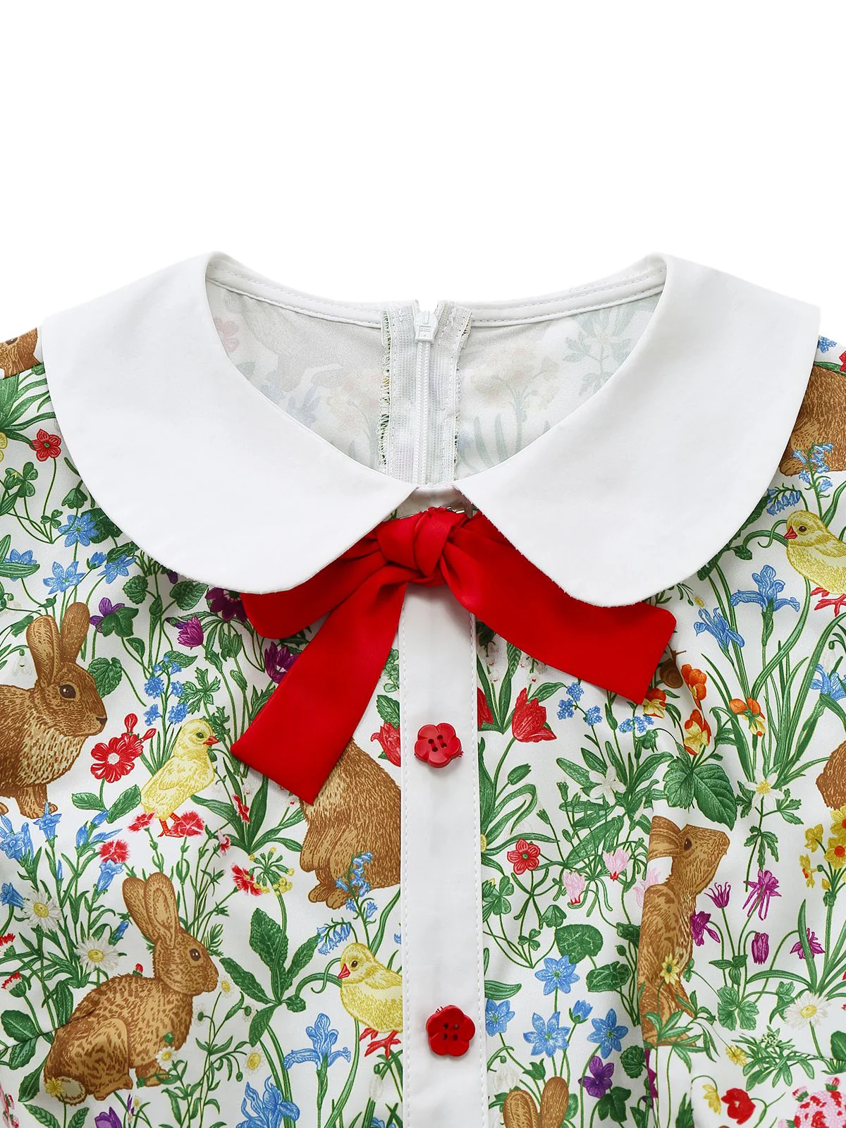 1950er Hase Blumen Bogen Peter Pan Kragen Kleid - Image 6