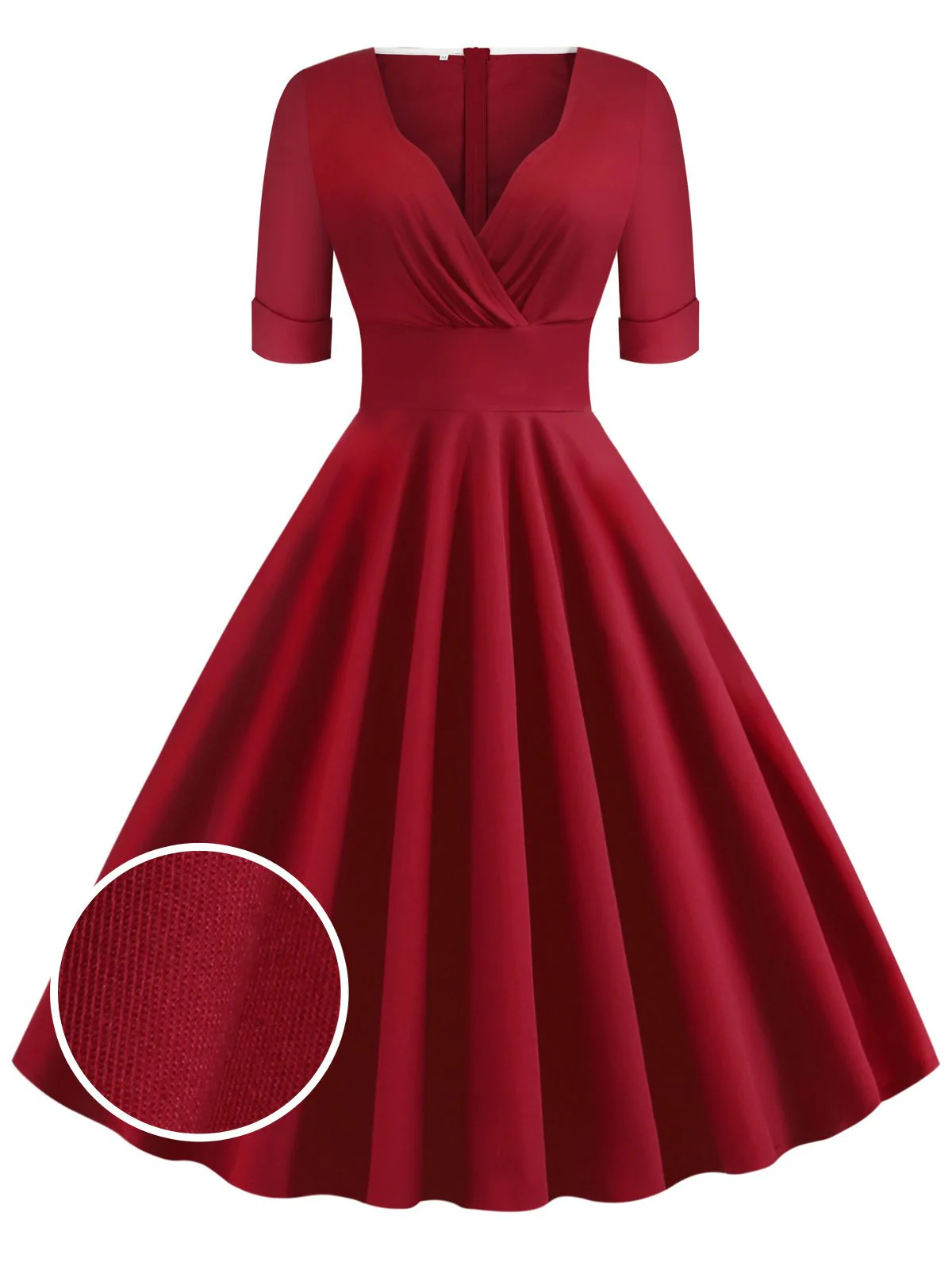 Grün 1950ER HOHE TAILLE V-AUSSCHNITT SWING KLEID - Image 11