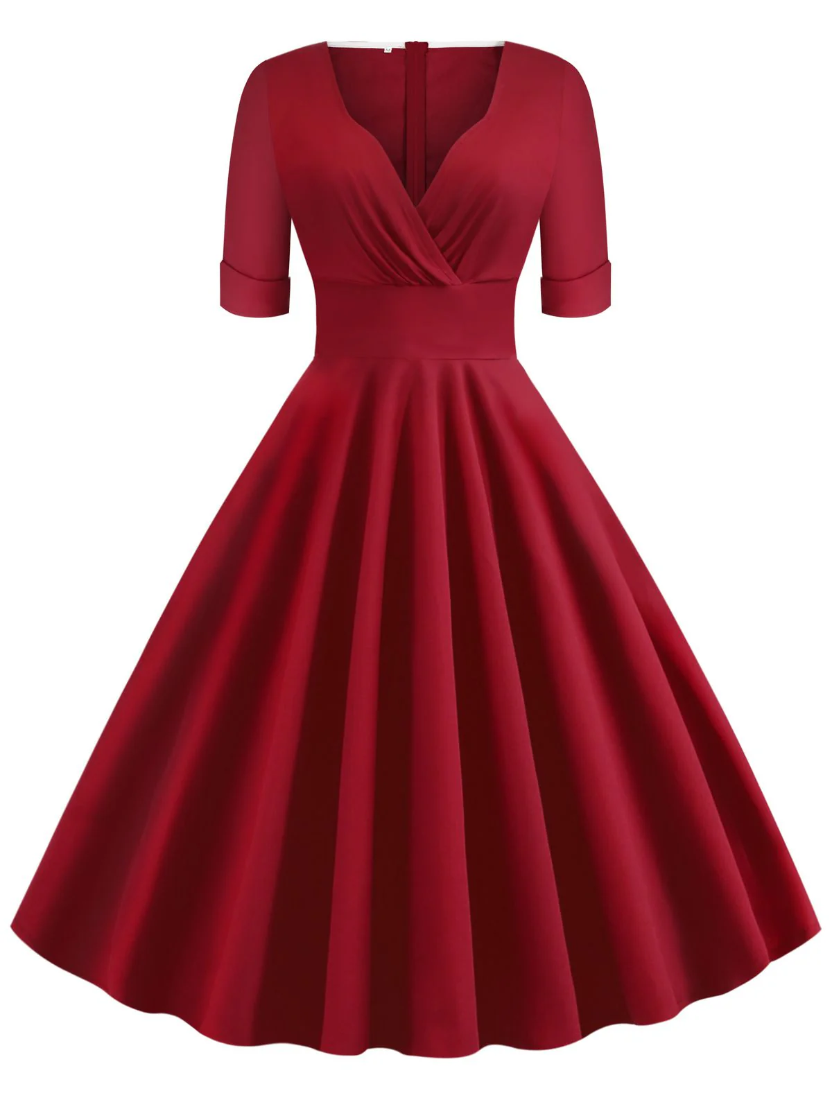 Grün 1950ER HOHE TAILLE V-AUSSCHNITT SWING KLEID - Image 16