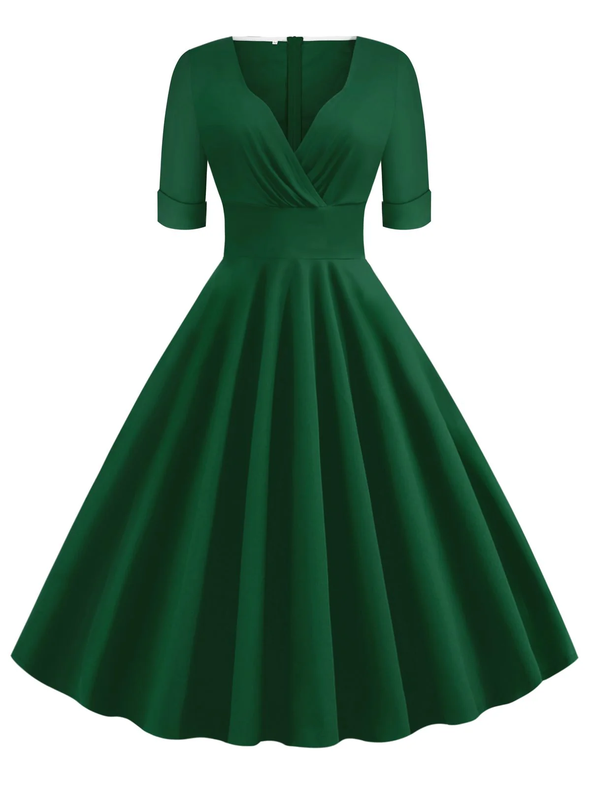 Grün 1950ER HOHE TAILLE V-AUSSCHNITT SWING KLEID - Image 4