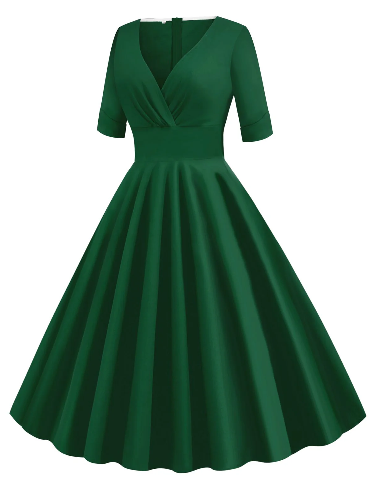 Grün 1950ER HOHE TAILLE V-AUSSCHNITT SWING KLEID - Image 5