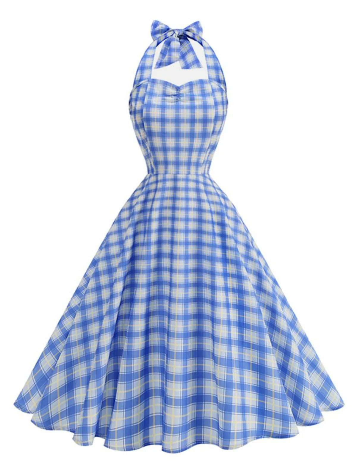 1950er Kariert Halter Herzausschnitt Kleid - Image 2