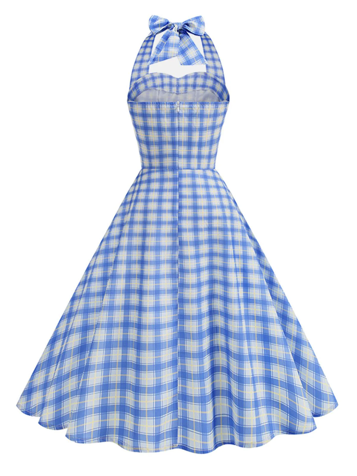 1950er Kariert Halter Herzausschnitt Kleid - Image 3