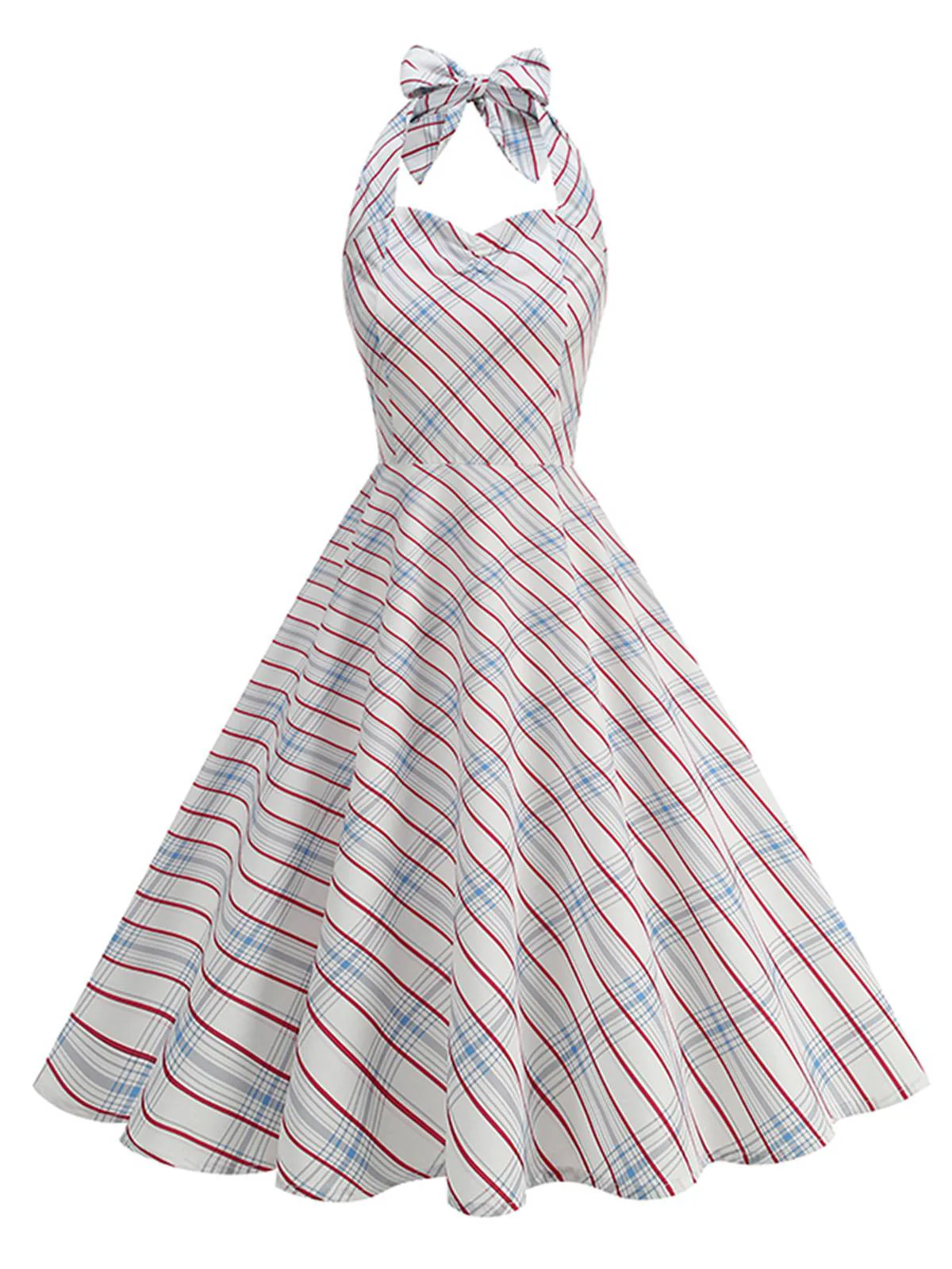 1950er Kariert Halter Herzausschnitt Kleid - Image 5