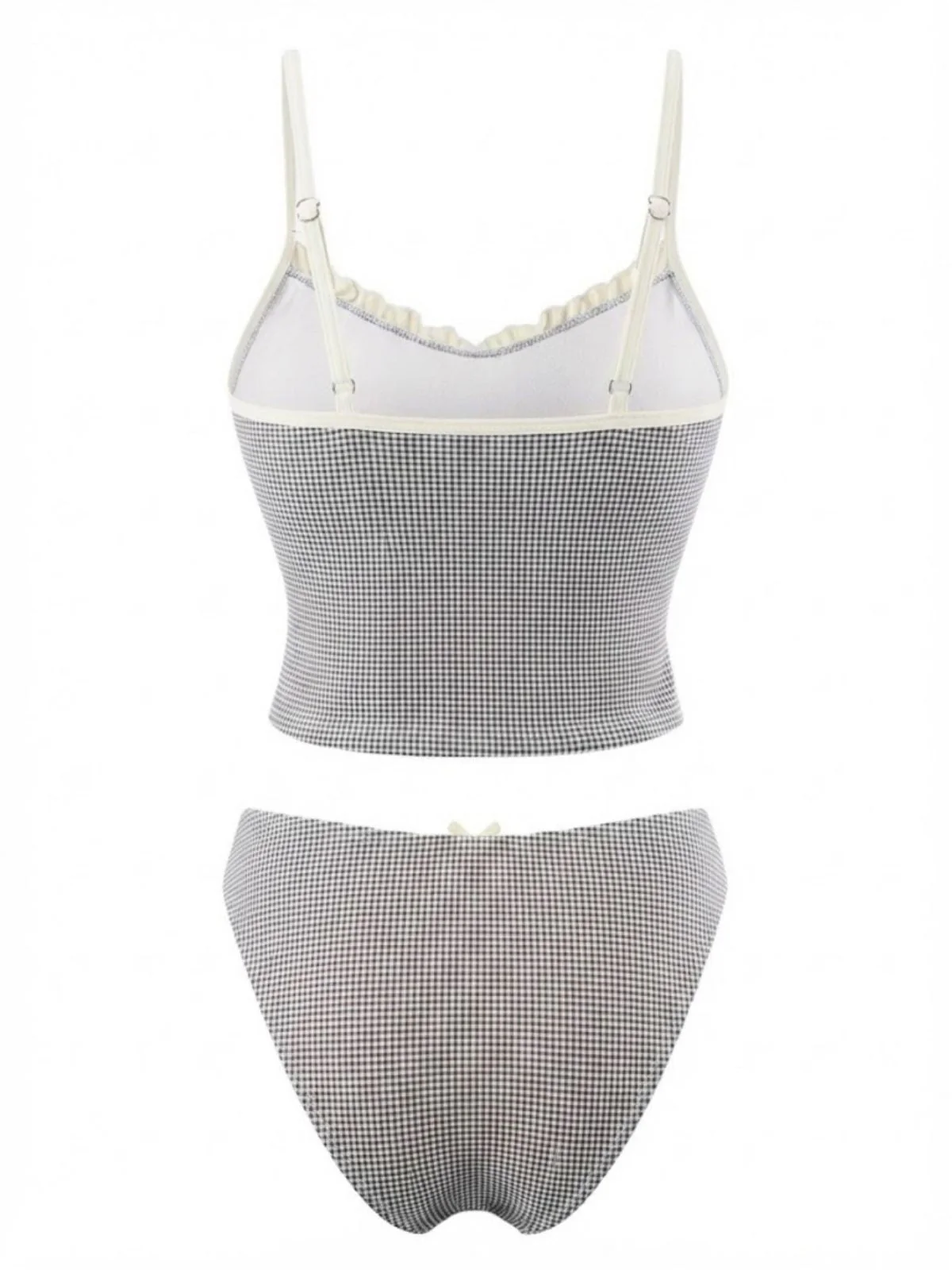 1950er Kariert Spitze Besatz Tankini Set - Image 2