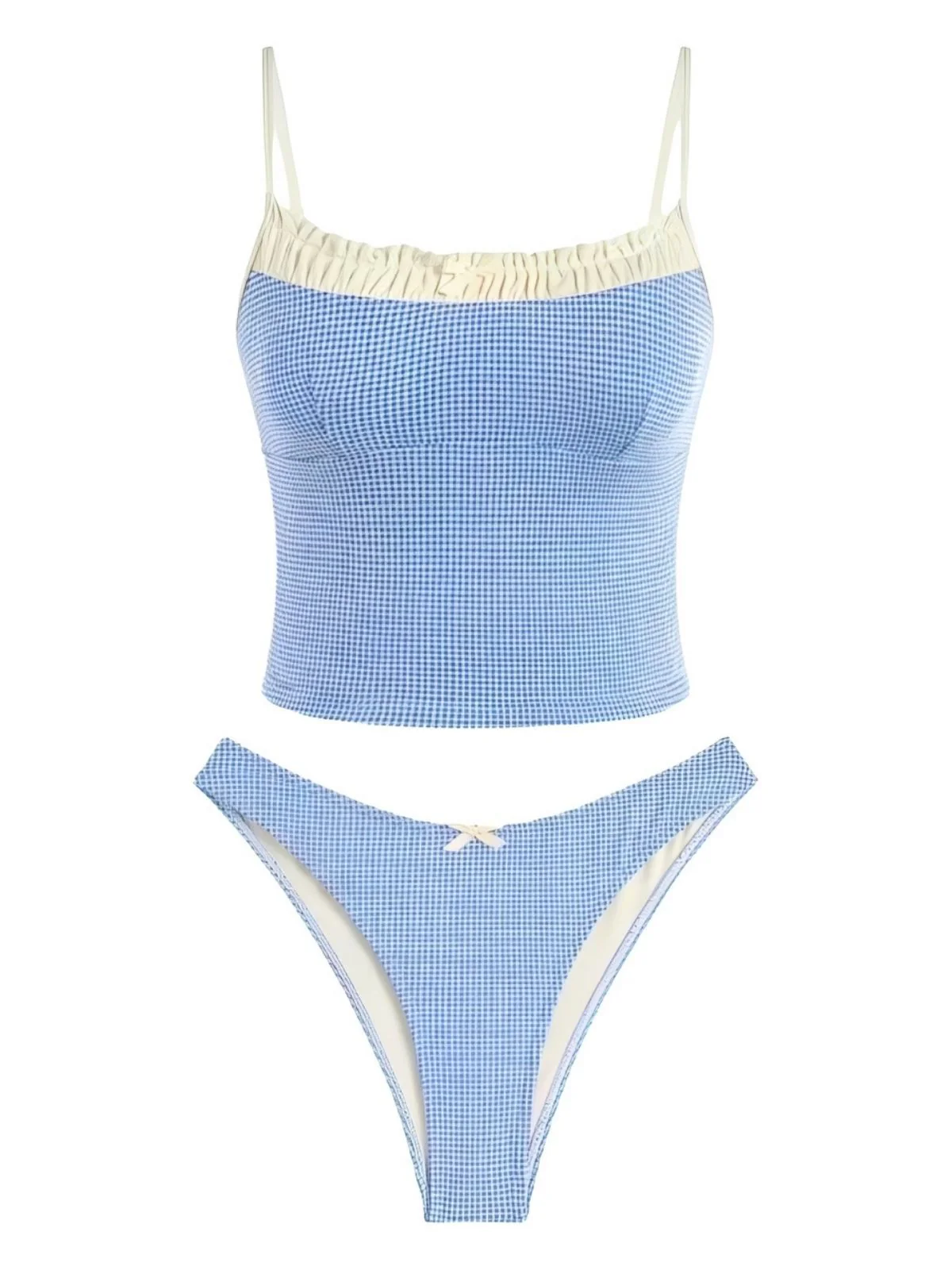 1950er Kariert Spitze Besatz Tankini Set - Image 3