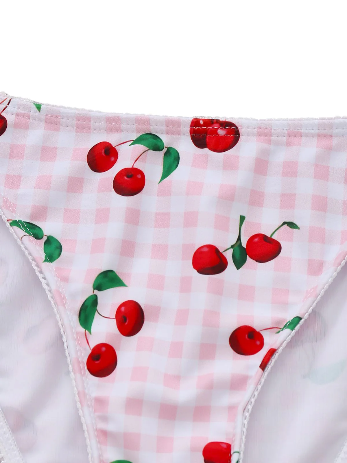 1950er Karomuster Kirsch Druck Halter Tankini Set - Image 5