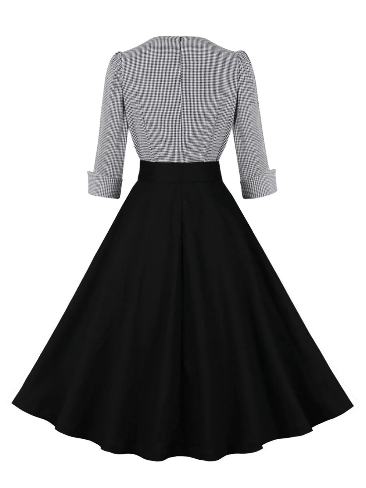 1950er Kerbkragen Farbblock Gingham Plaid Kleid - Image 7