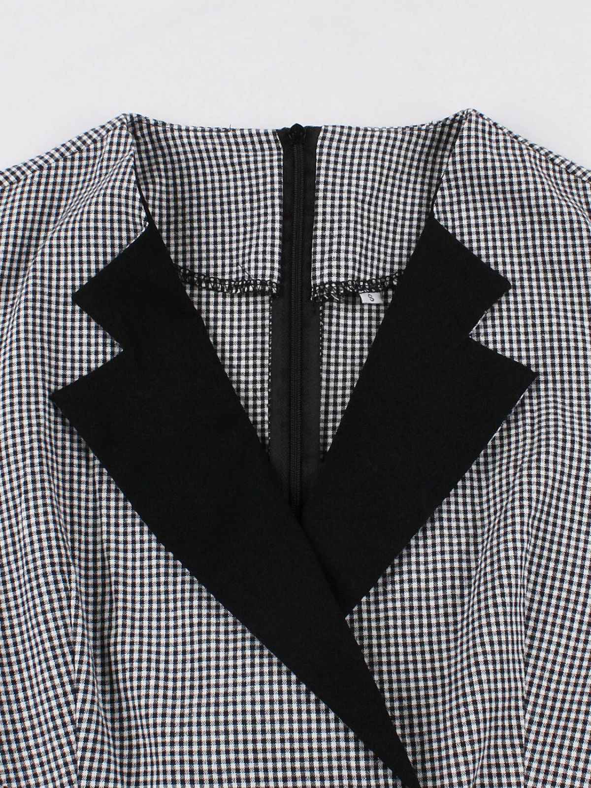1950er Kerbkragen Farbblock Gingham Plaid Kleid - Image 8