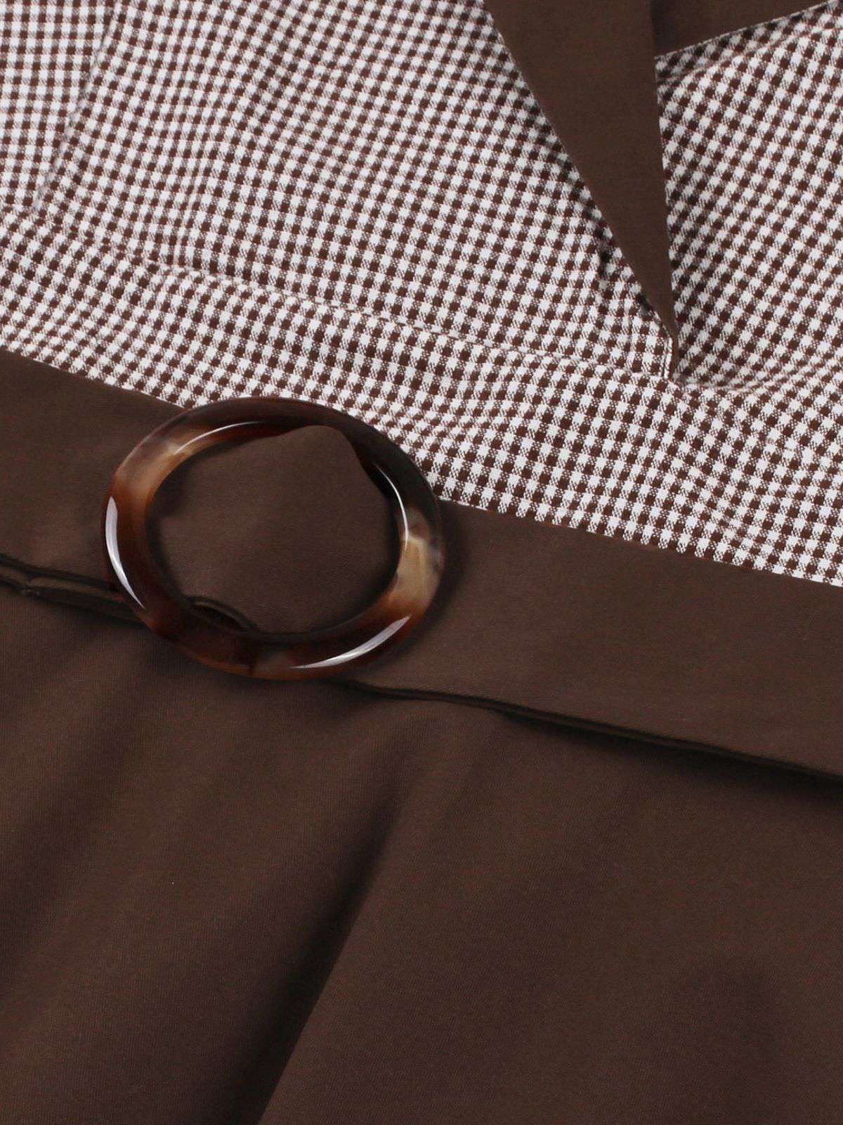 1950er Kerbkragen Farbblock Gingham Plaid Kleid - Image 3