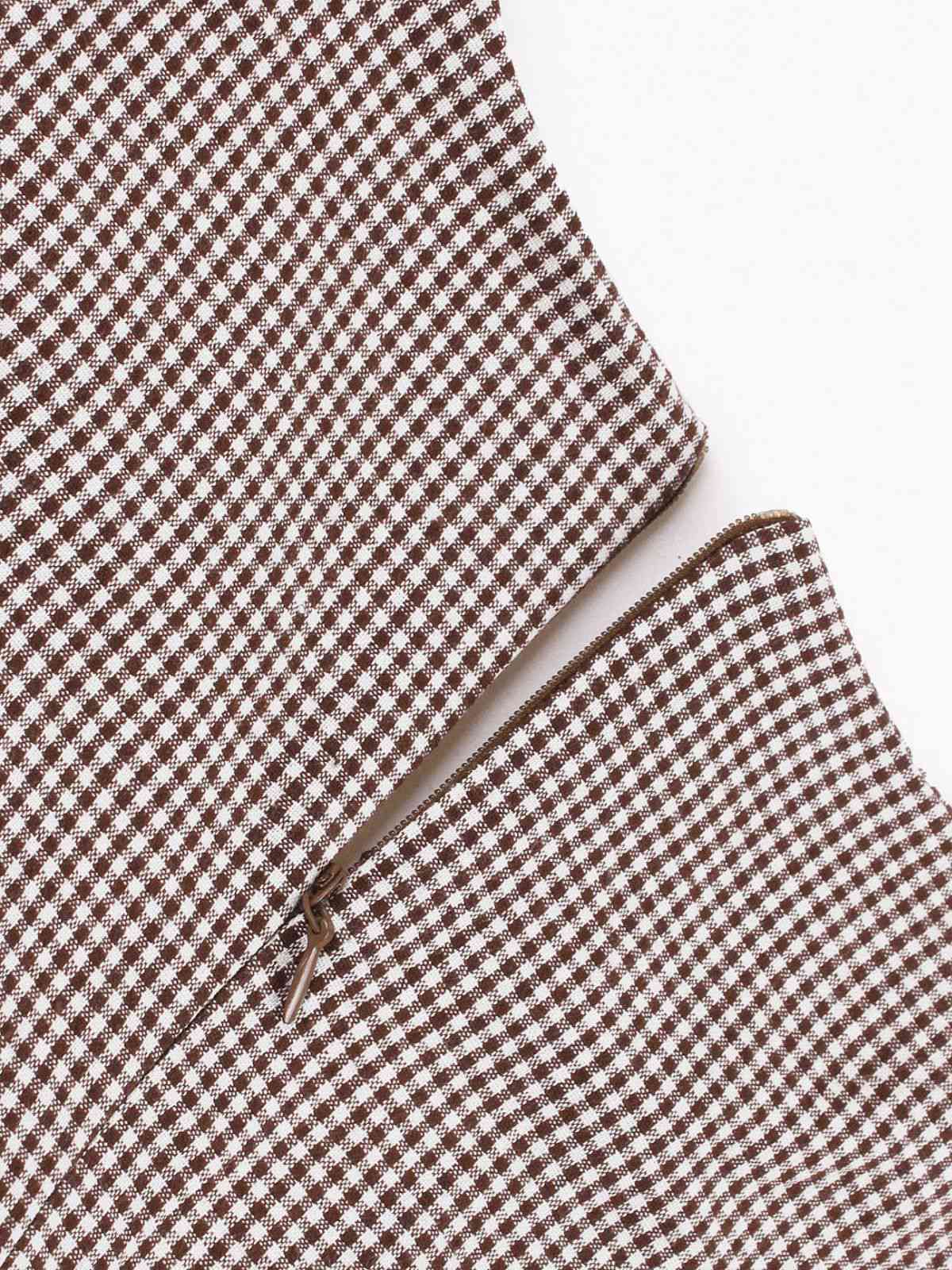 1950er Kerbkragen Farbblock Gingham Plaid Kleid - Image 4