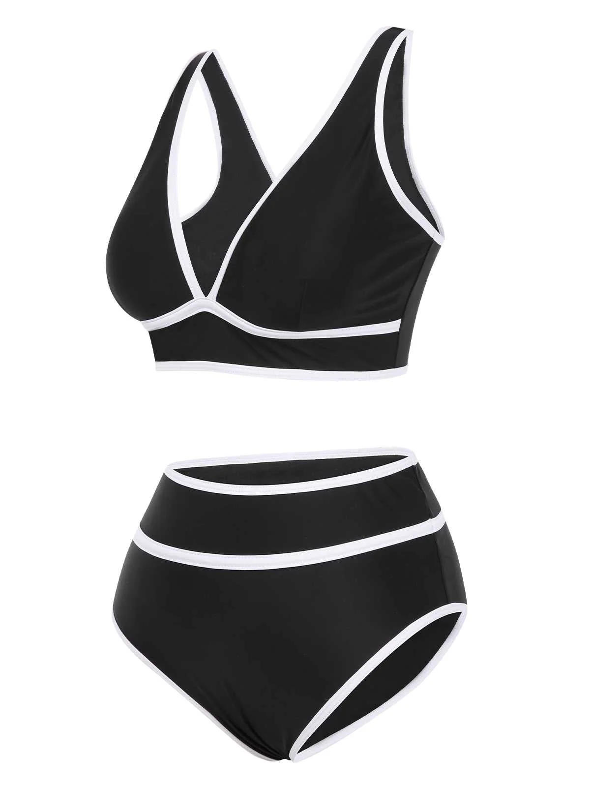 1950er Kontrast Hohe Taille Bikini Set - Image 2