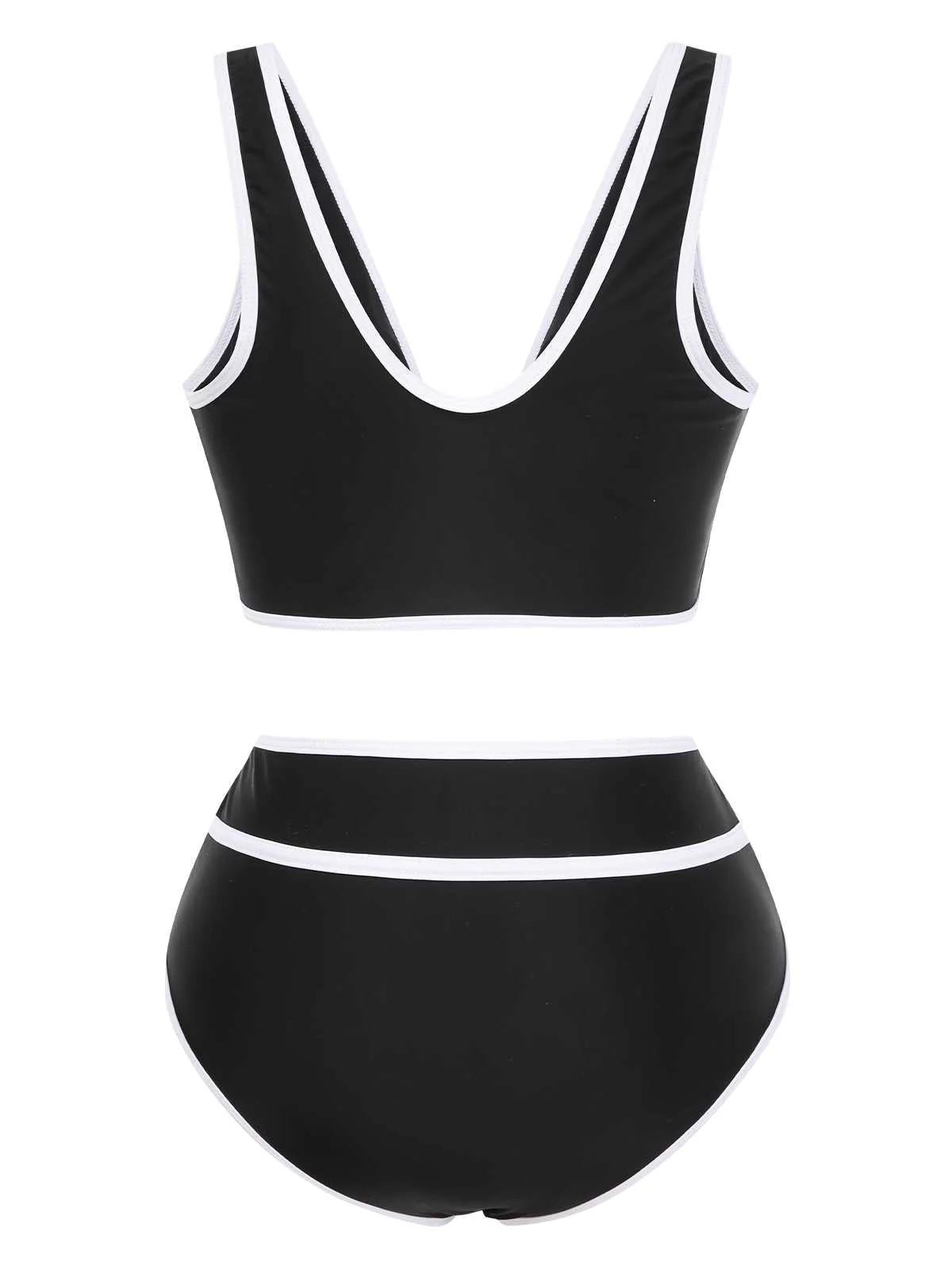 1950er Kontrast Hohe Taille Bikini Set - Image 3