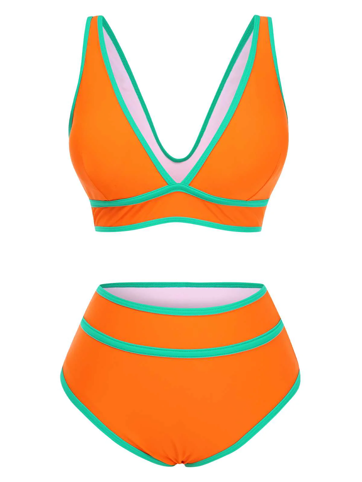 1950er Kontrast Hohe Taille Bikini Set - Image 5