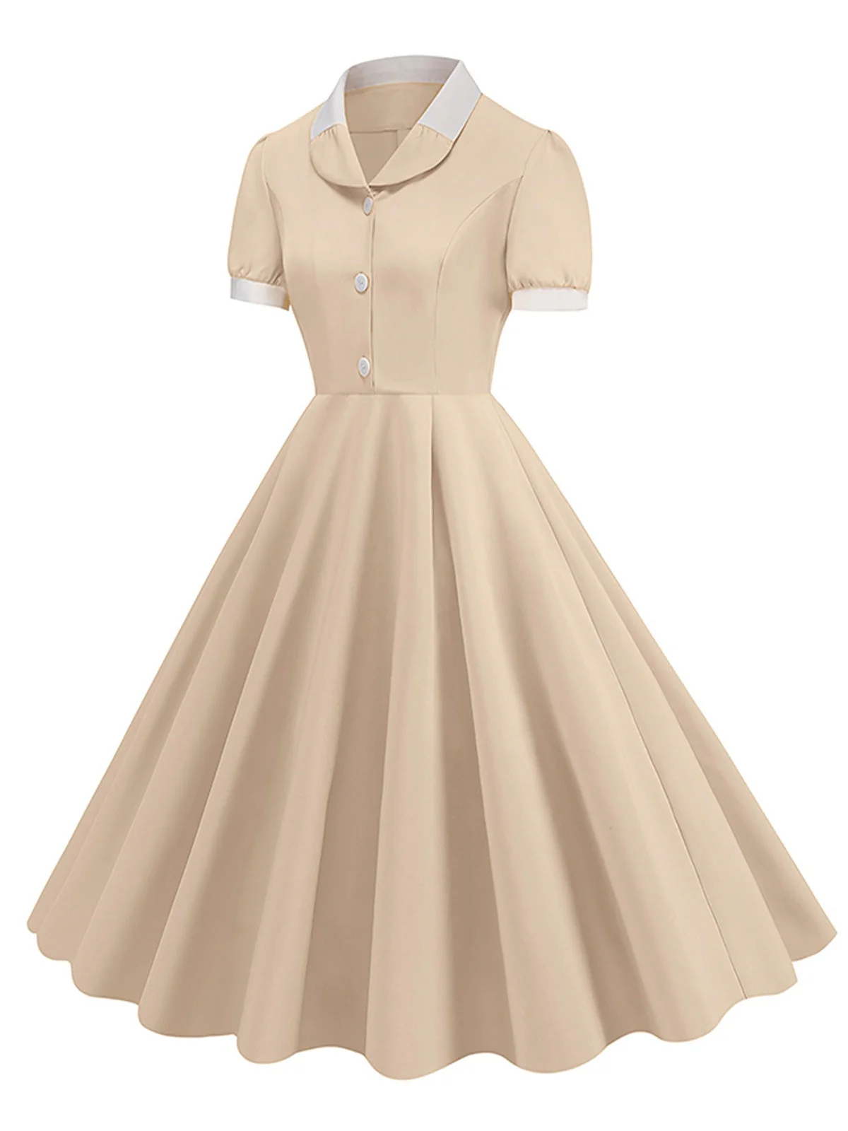 1950er Kontrast Kurzarm Revers Kleid - Image 2