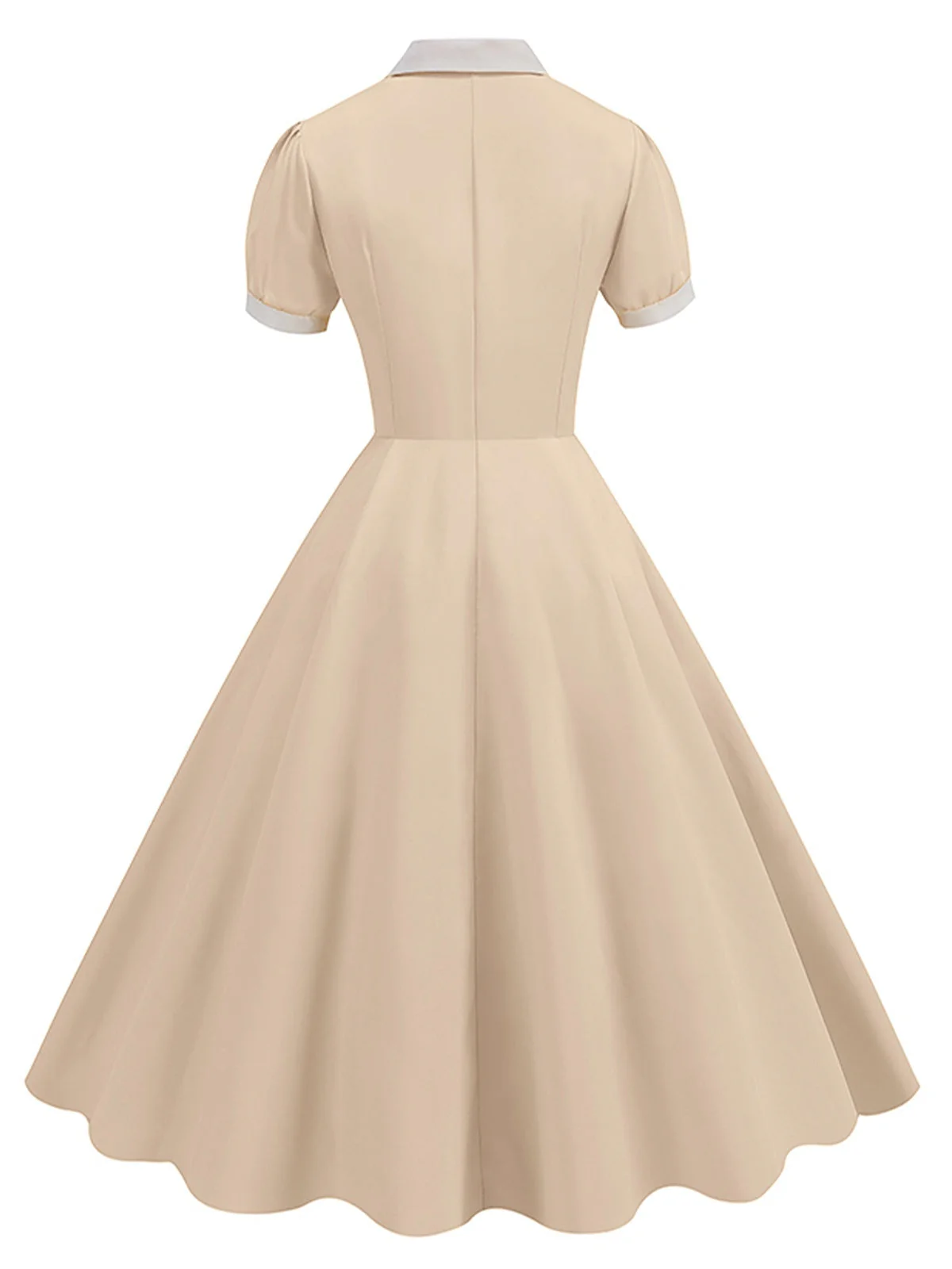 1950er Kontrast Kurzarm Revers Kleid - Image 3