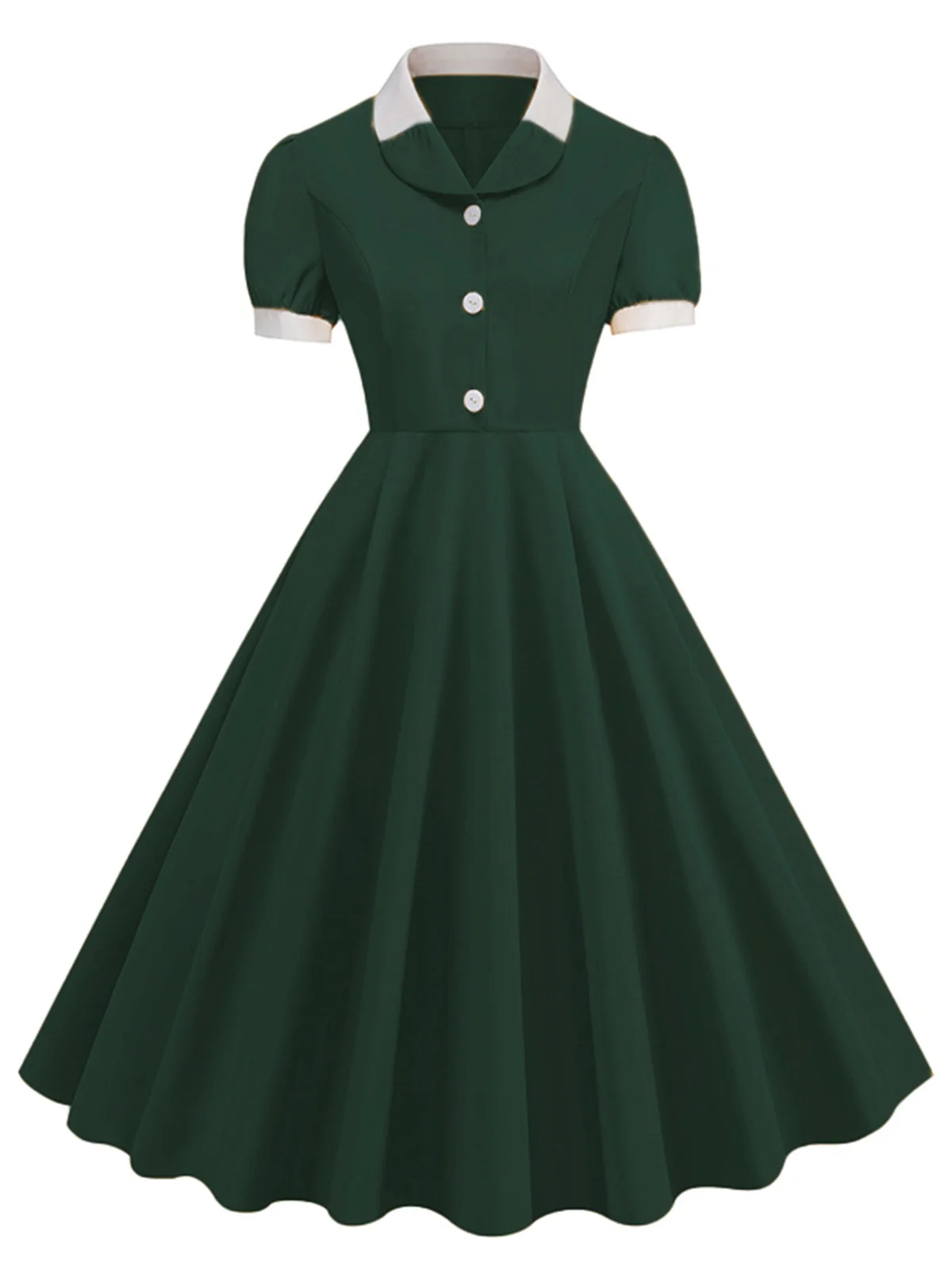 1950er Kontrast Kurzarm Revers Kleid - Image 4