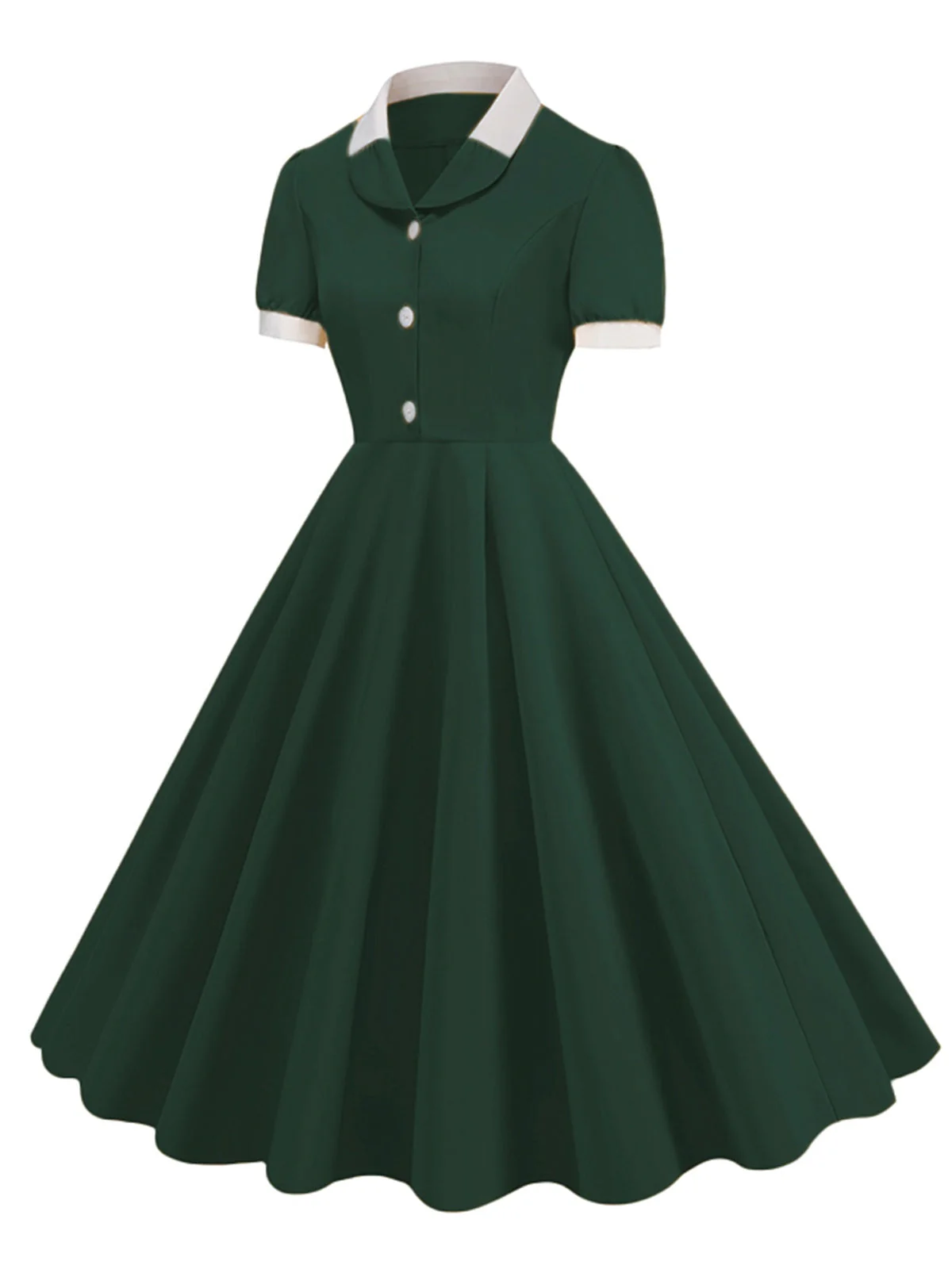 1950er Kontrast Kurzarm Revers Kleid - Image 5