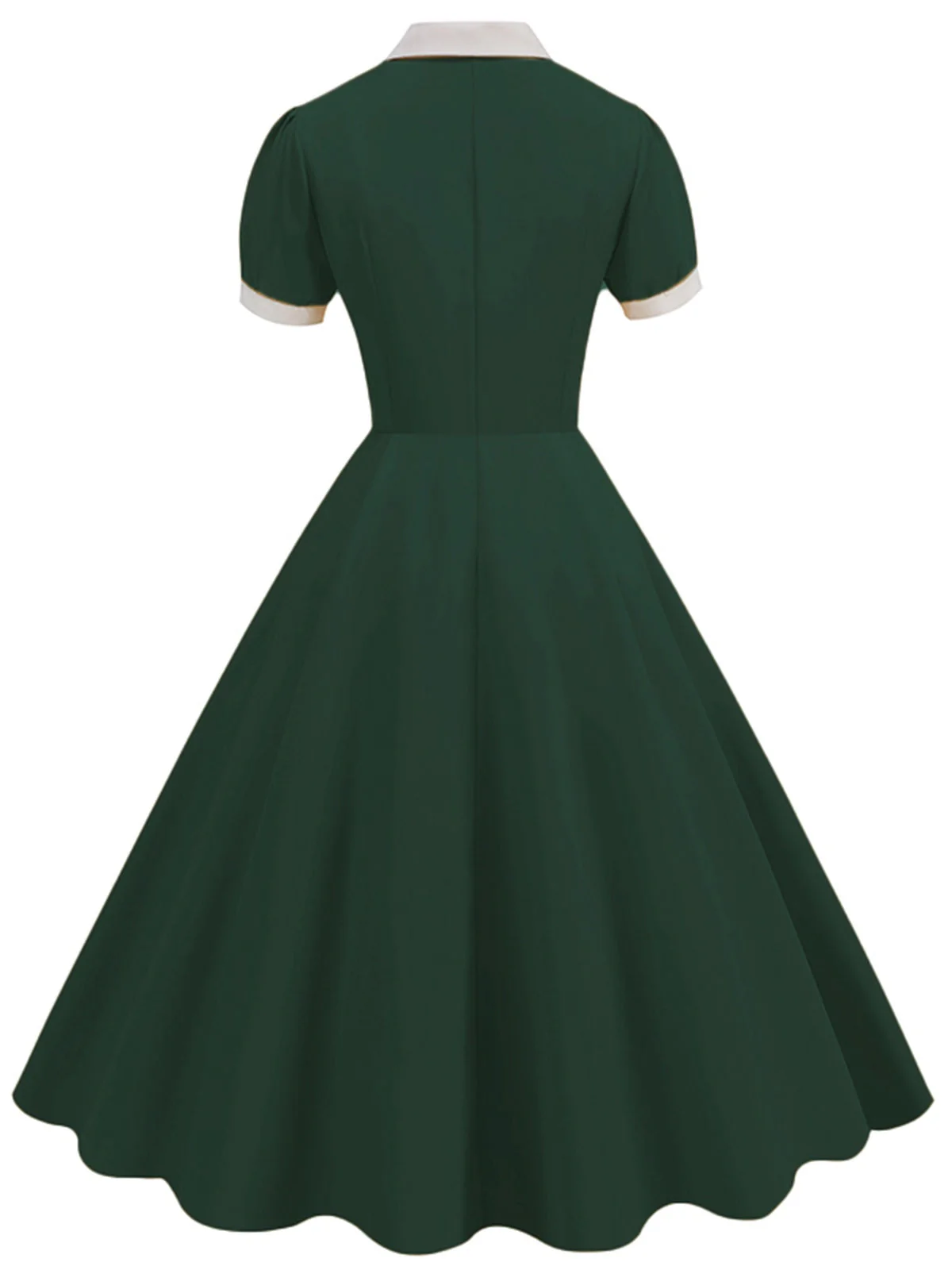 1950er Kontrast Kurzarm Revers Kleid - Image 6