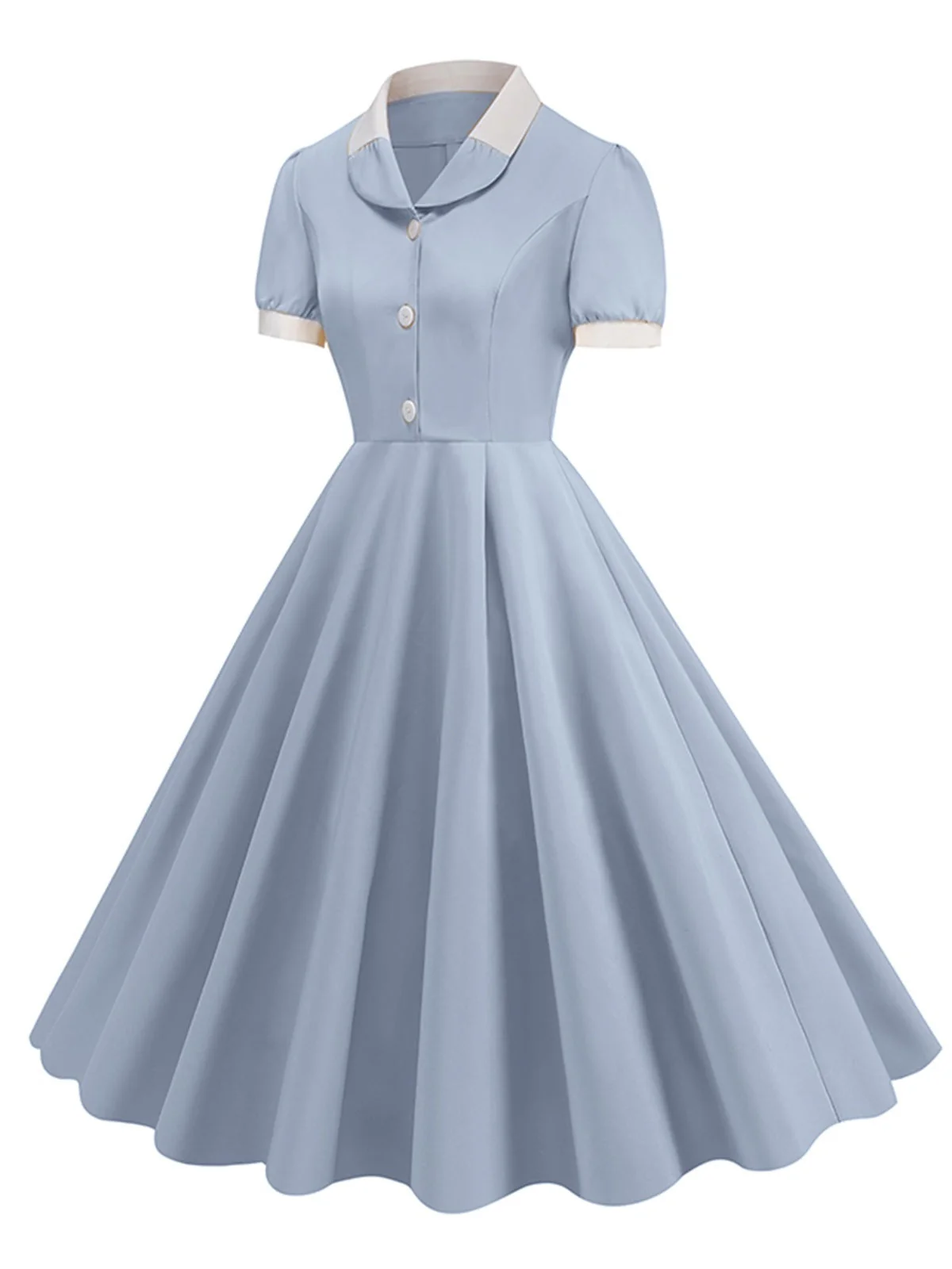 1950er Kontrast Kurzarm Revers Kleid - Image 8