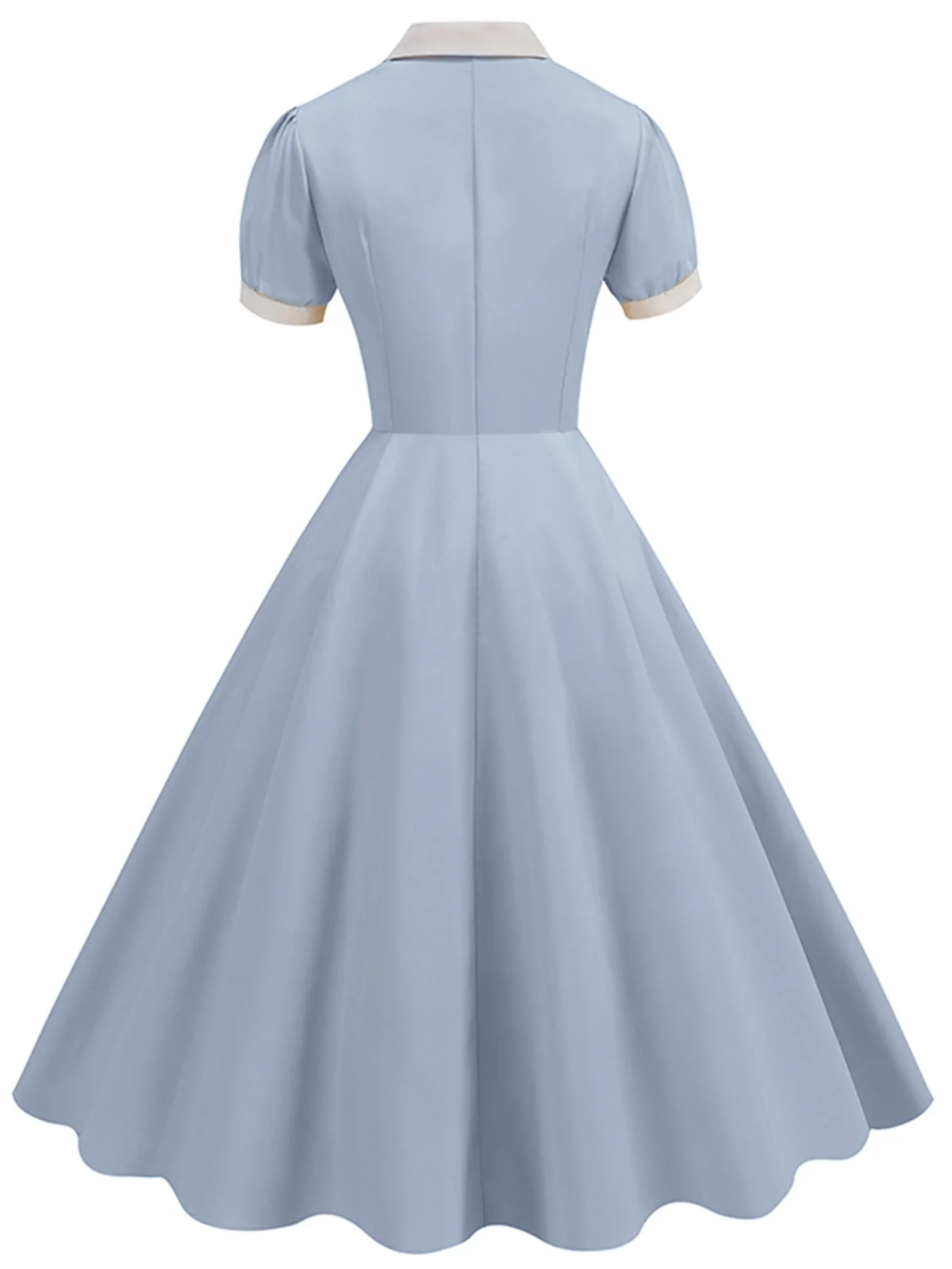 1950er Kontrast Kurzarm Revers Kleid - Image 9