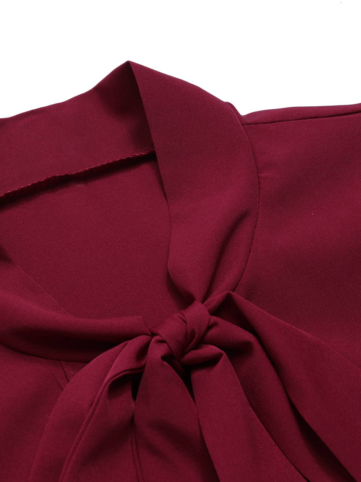 1950er Krawattenhals Flügelärmel Tops - Image 3