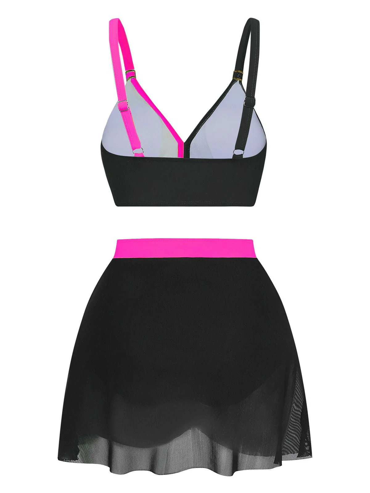1950er Kreuzrücken Gerafft Netz Bikini Set - Image 11