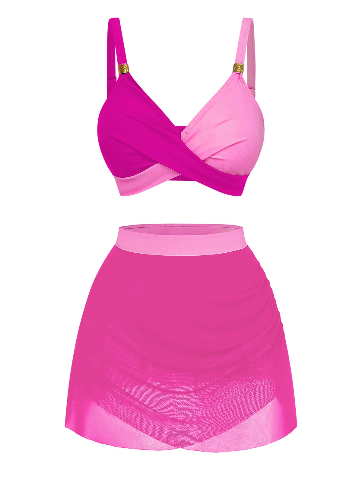 1950er Kreuzrücken Gerafft Netz Bikini Set - Image 12
