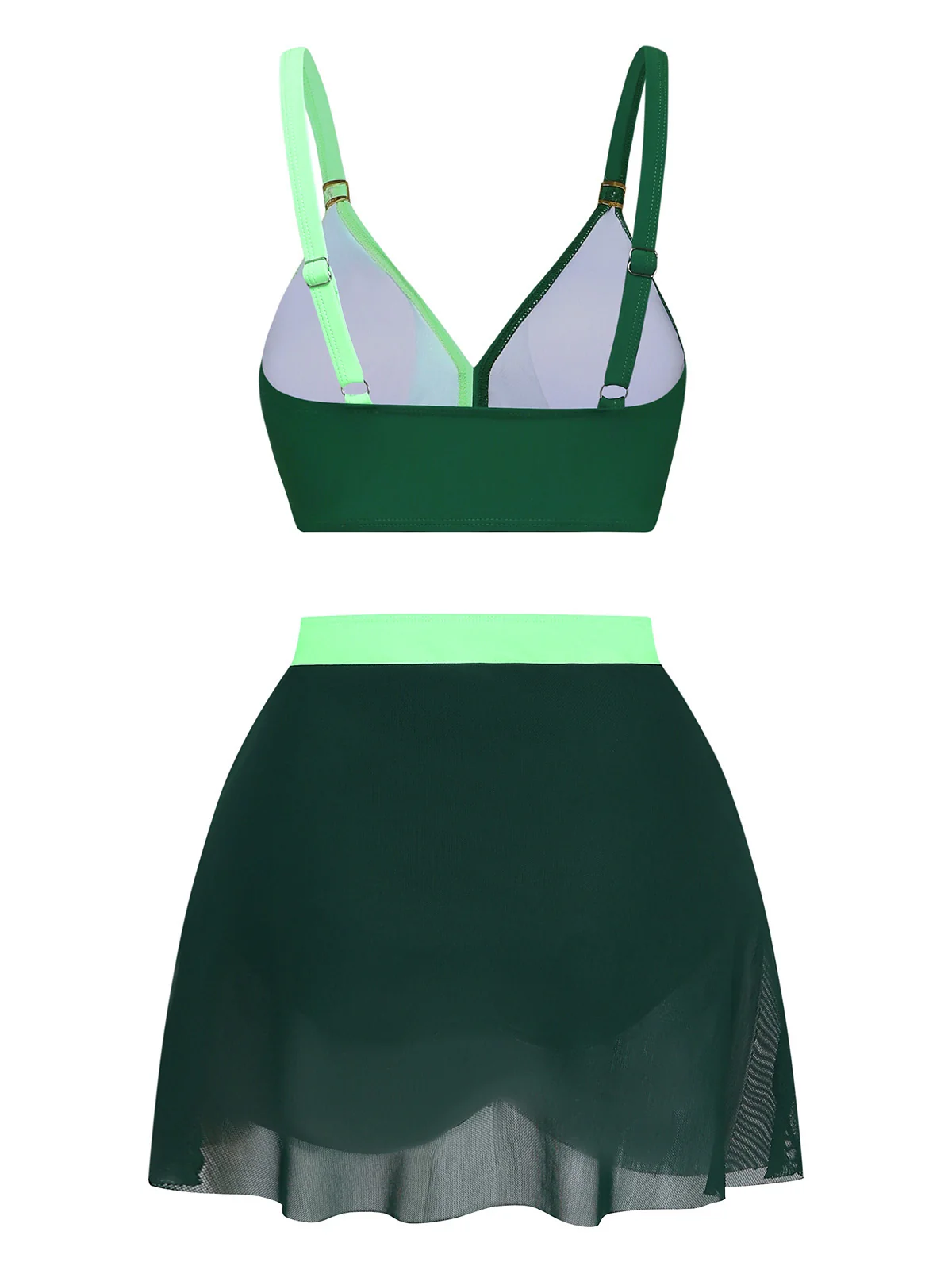 1950er Kreuzrücken Gerafft Netz Bikini Set - Image 4