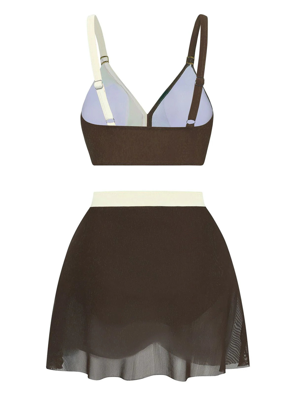 1950er Kreuzrücken Gerafft Netz Bikini Set - Image 9