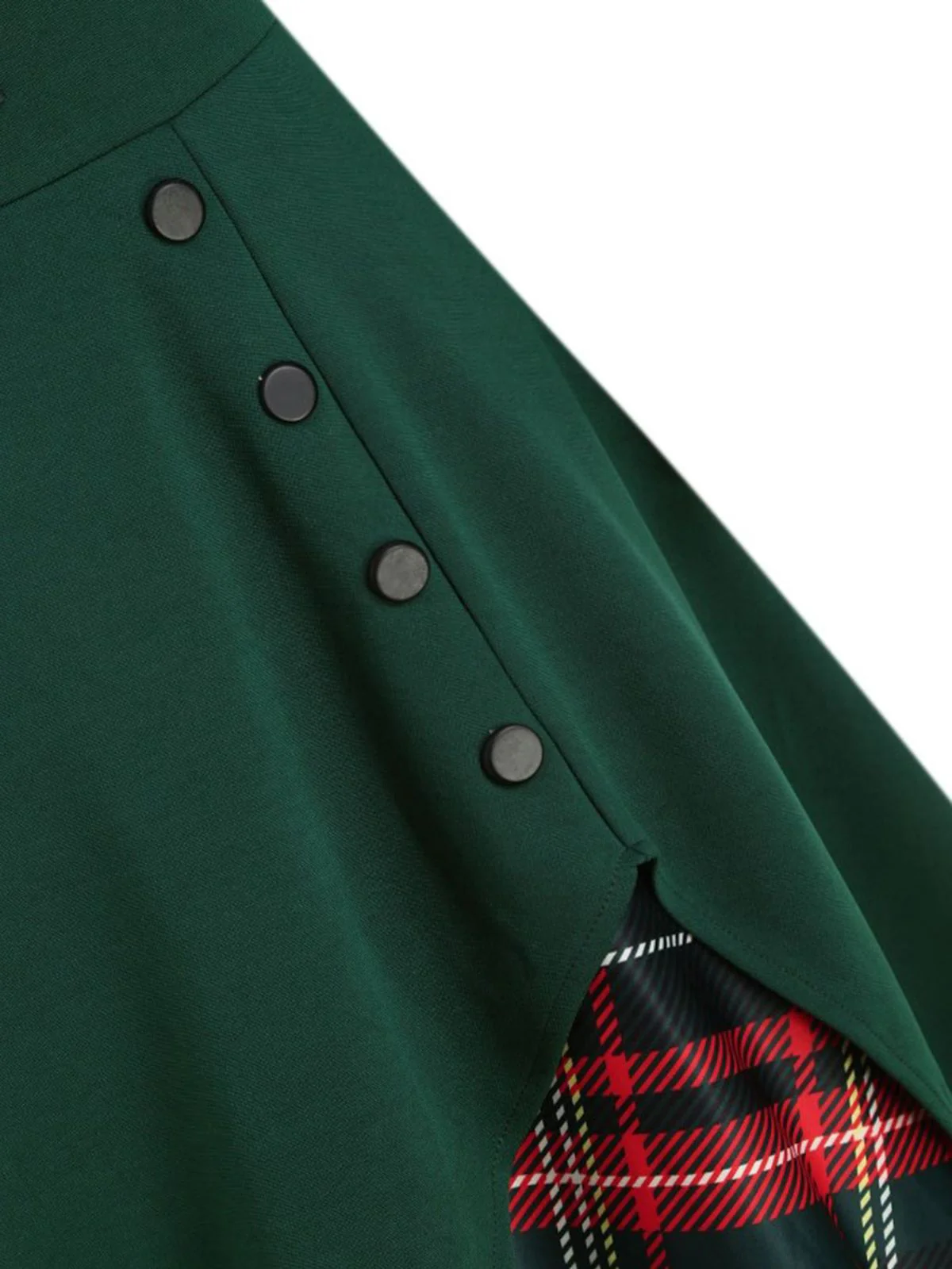 1950ER LANGE ÄRMEL PATCHWORK PLAID KLEID - Image 8