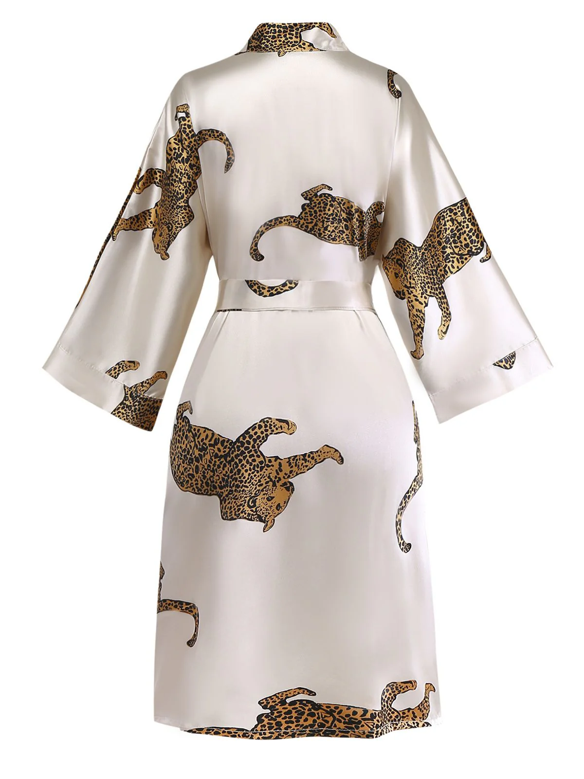 1950er Leopard Druck Satin Morgenmantel mit Gürtel - Image 2