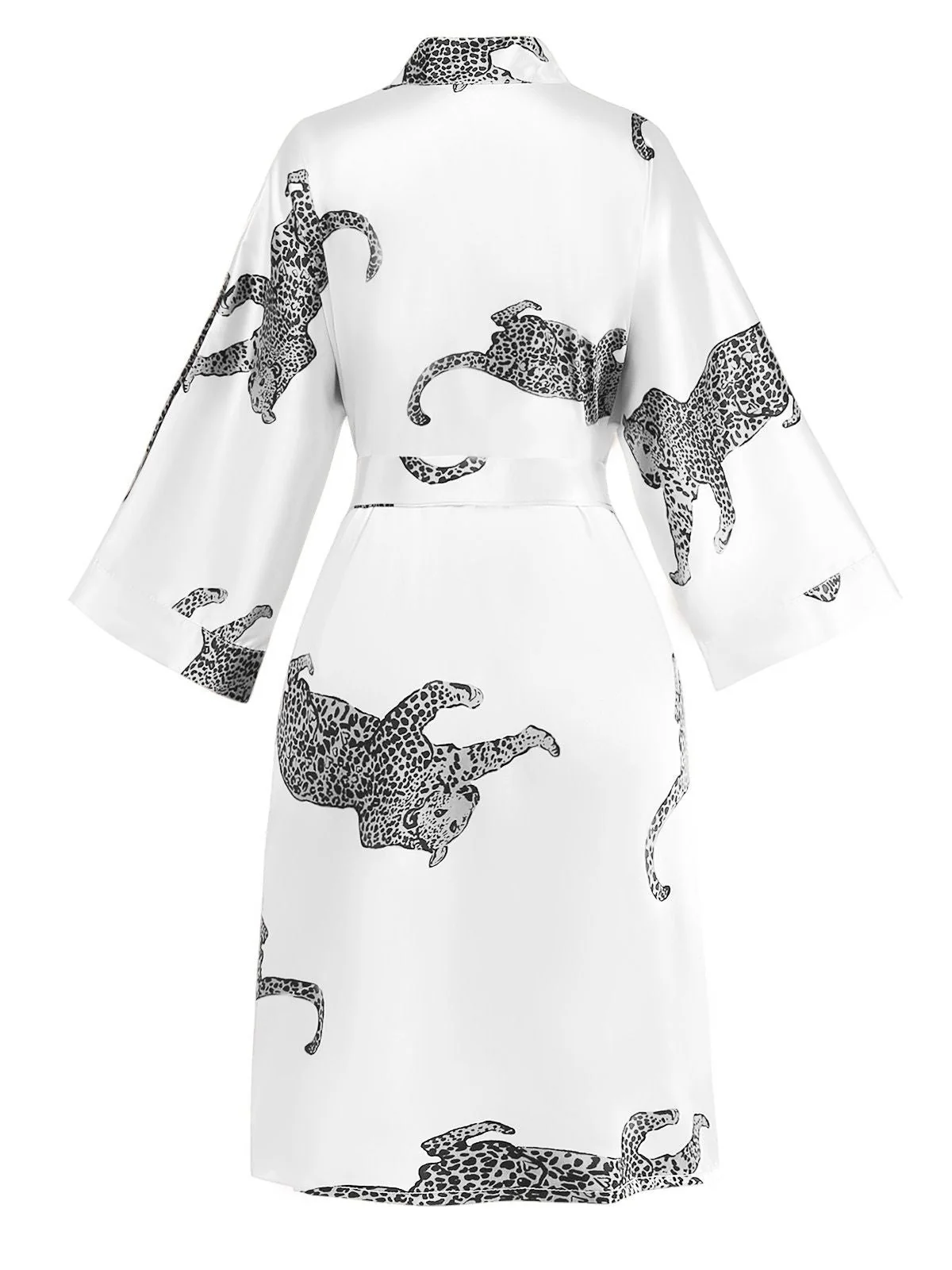 1950er Leopard Druck Satin Morgenmantel mit Gürtel - Image 7