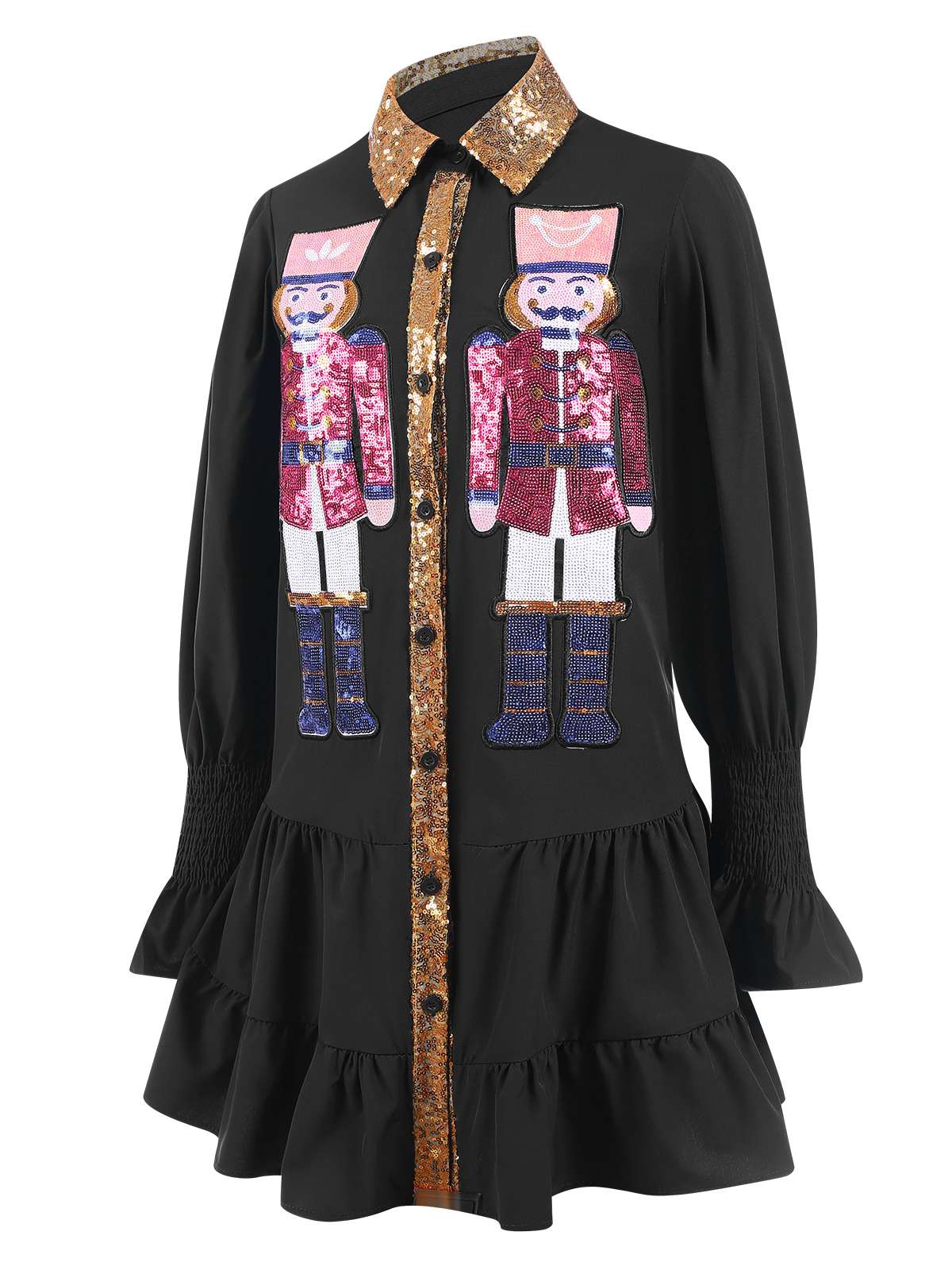 1950er Nussknacker Weihnachten Revers Pailletten Kleid - Image 4