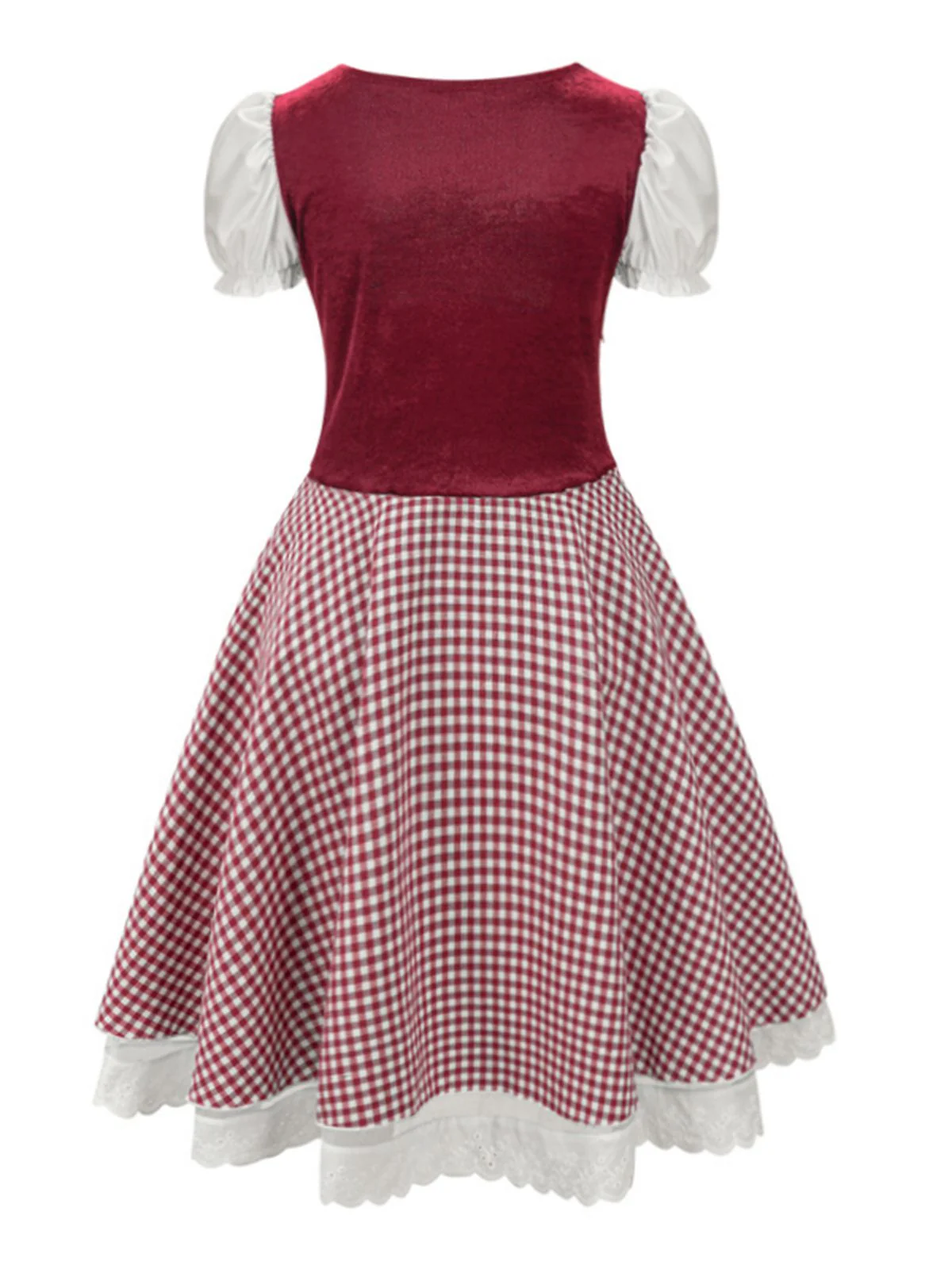 1950er Oktoberfest Dirndl Puffärmel Gingham Plaid Kleid - Image 2