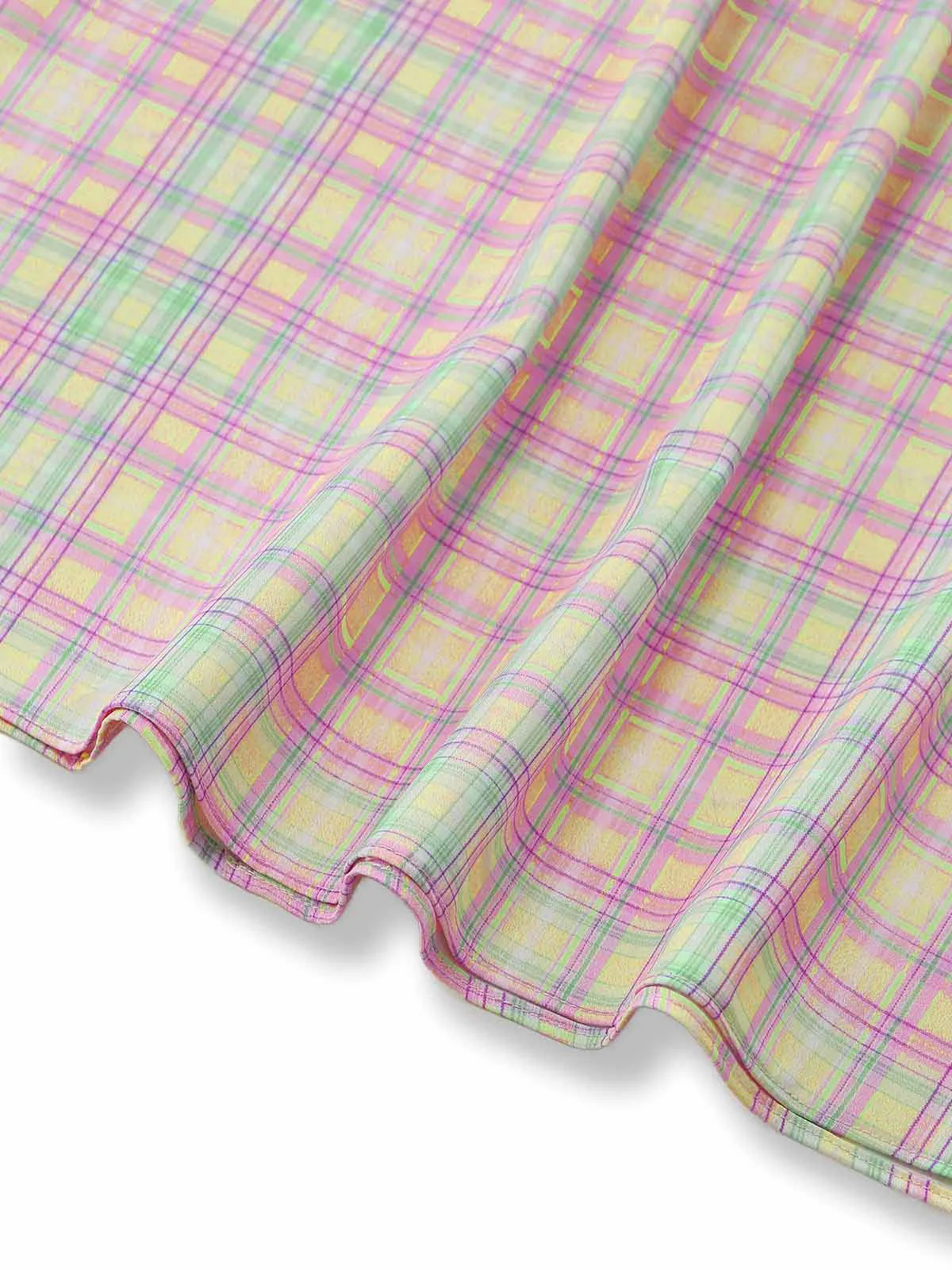 1950er Pastell Kariert Rüschen Bogen Herzausschnitt Kleid - Image 7
